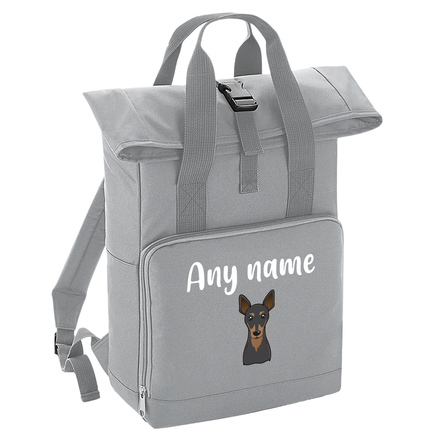 Overnighter Rucksack 14 Litres Grey Any Breed Backpack With Custom Personalised Dog Name