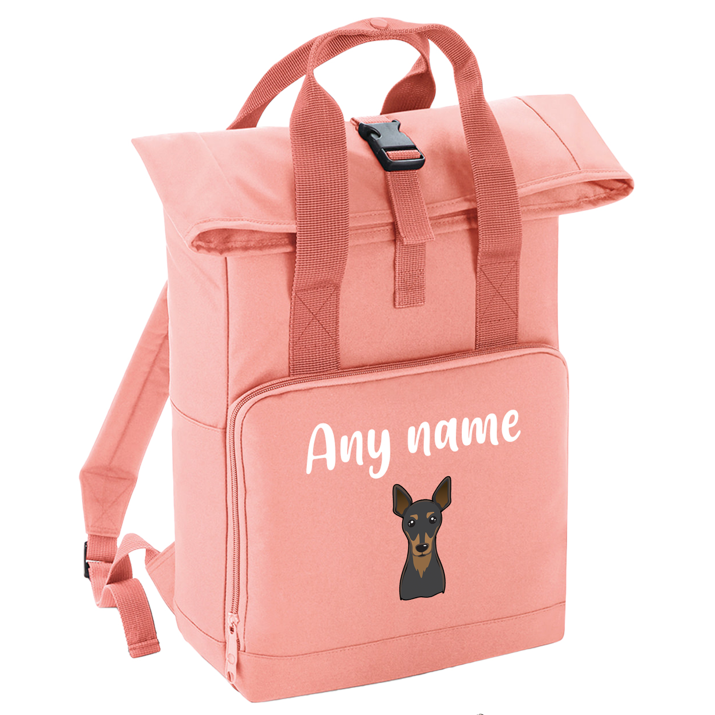 Overnighter Rucksack 14 Litres Peach Coral Any Breed Backpack With Custom Personalised Dog Name