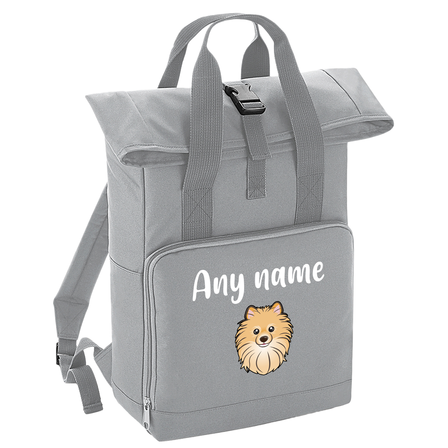 Overnighter Rucksack 14 Litres Grey Any Breed Backpack With Custom Personalised Dog Name