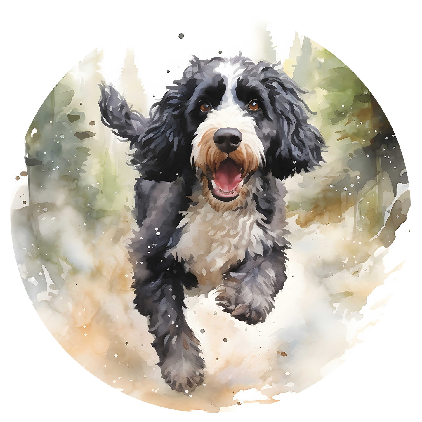 Black Any Breed Running Woodland Dog with Personalised Name Backpack