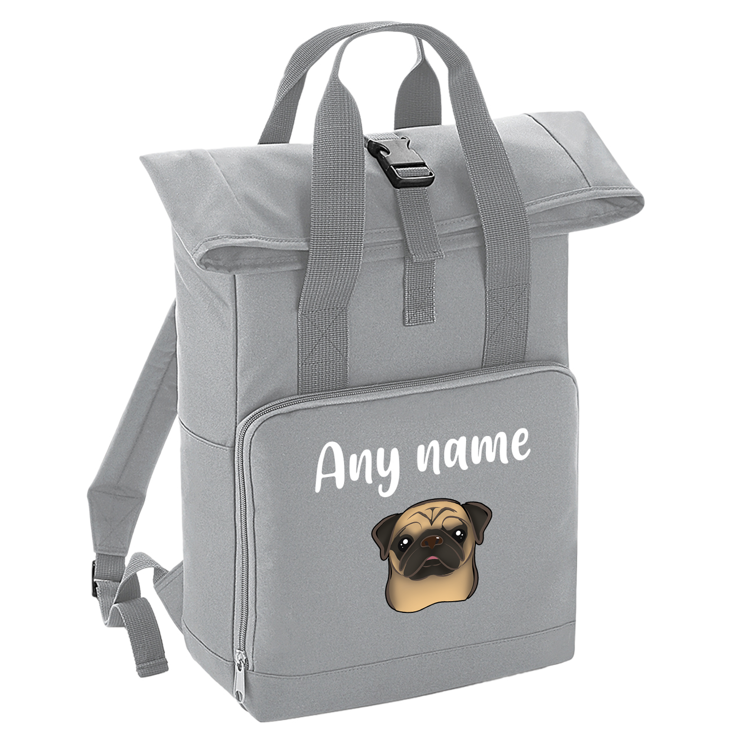 Overnighter Rucksack 14 Litres Grey Any Breed Backpack With Custom Personalised Dog Name