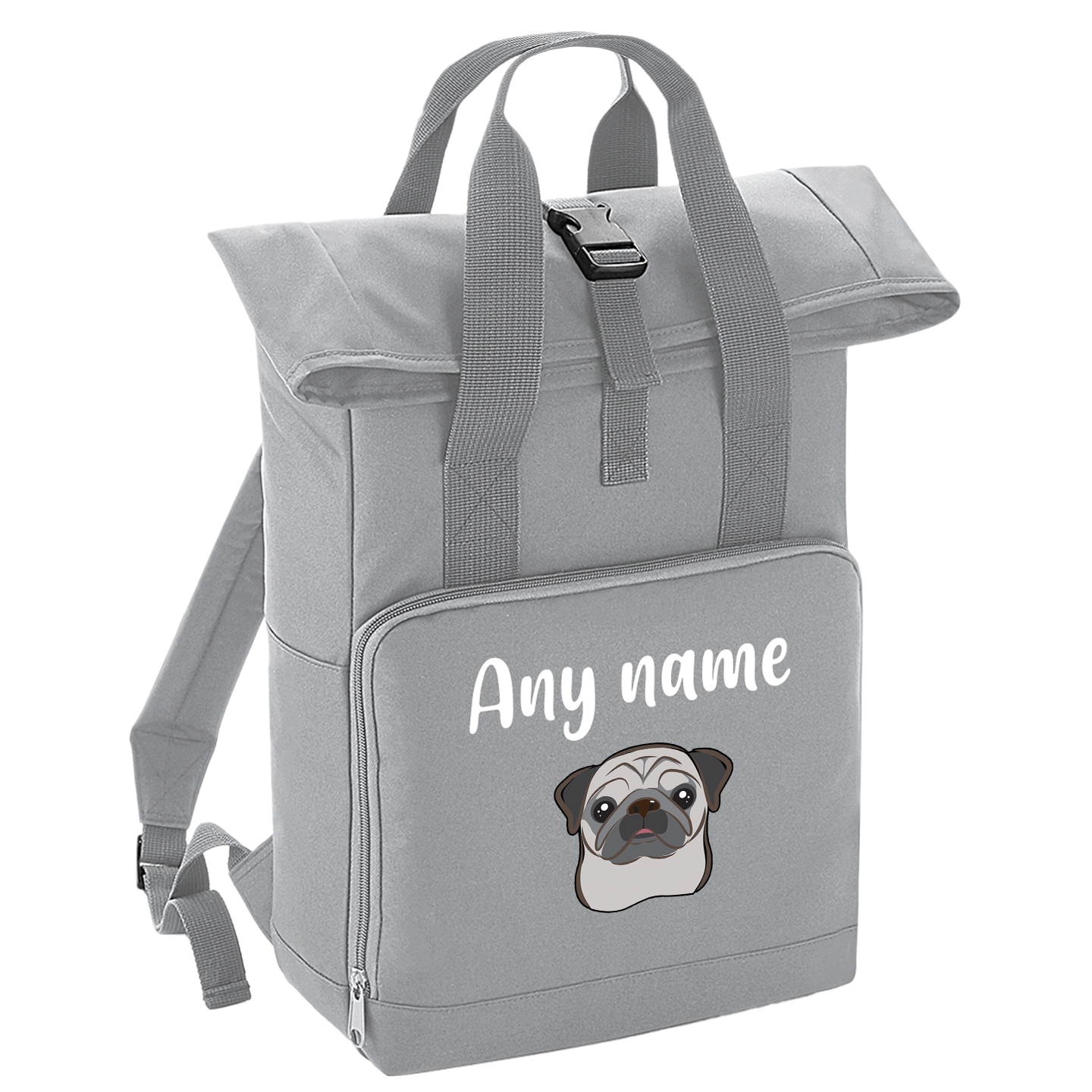 Overnighter Rucksack 14 Litres Grey Any Breed Backpack With Custom Personalised Dog Name