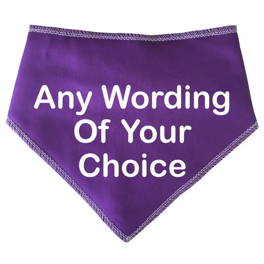 Purple Any Wording Dog Bandana With Font Choices