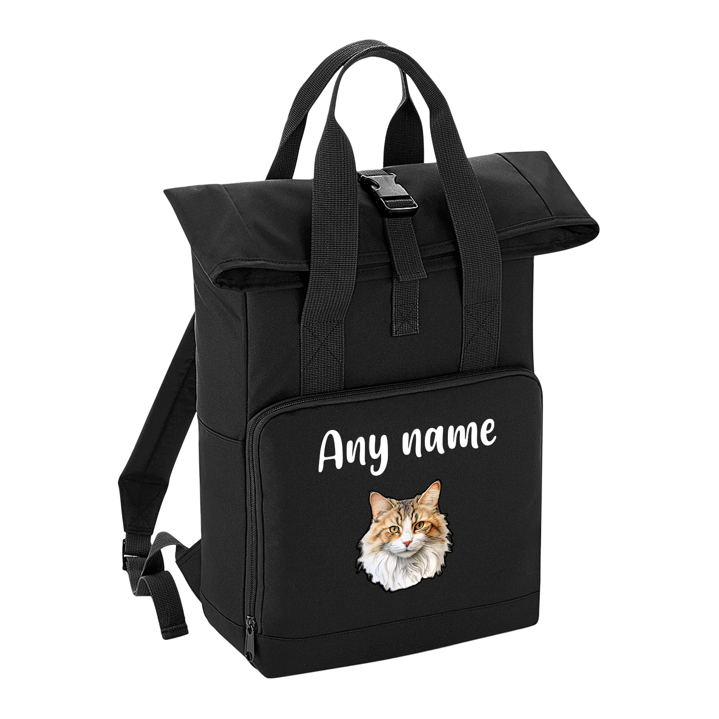 Black Cat Breed with Personalised Name Backpack