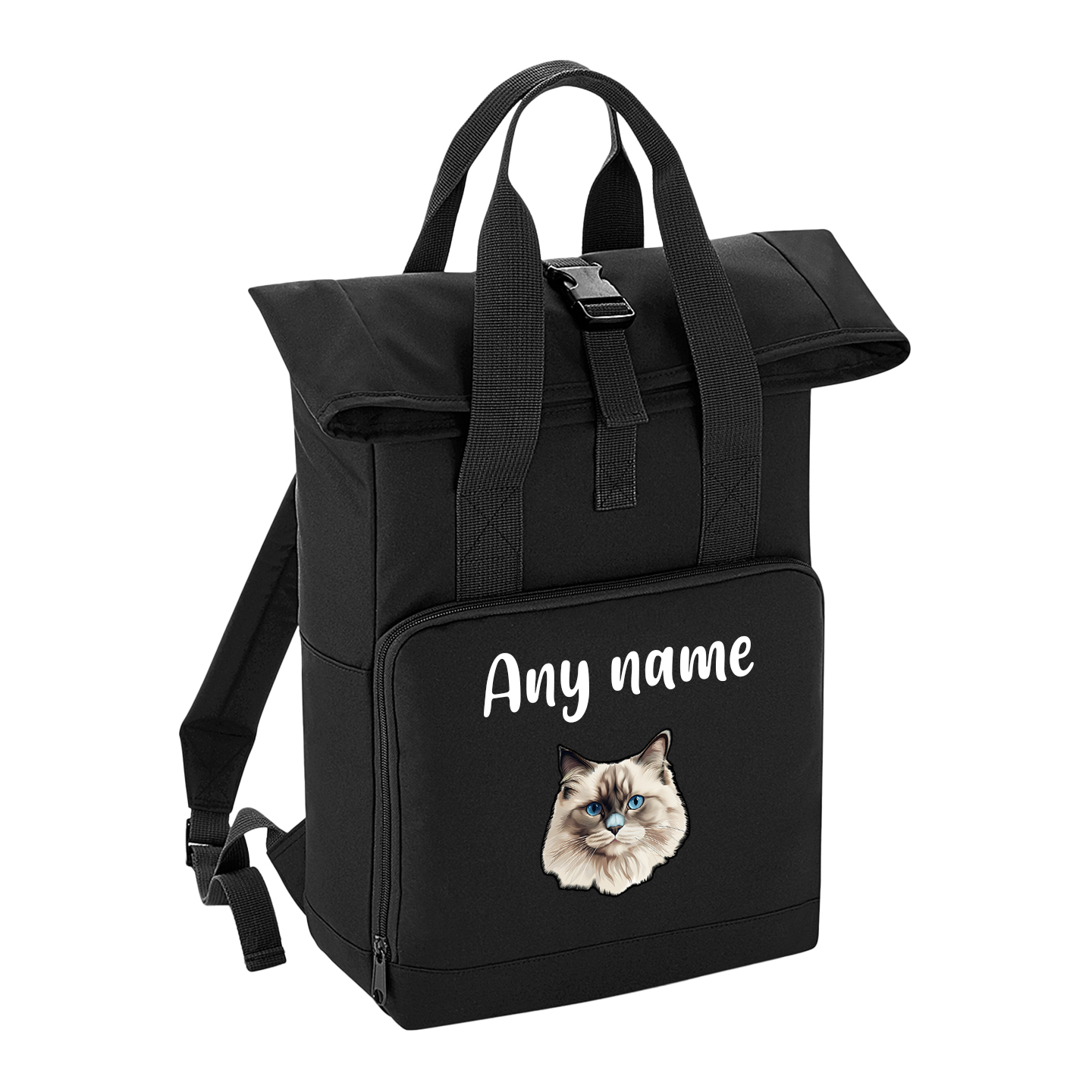 Black Cat Breed with Personalised Name Backpack