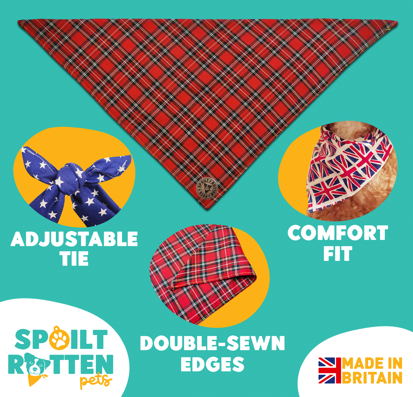 The Balmoral - Red Tartan Tied Dog Bandana