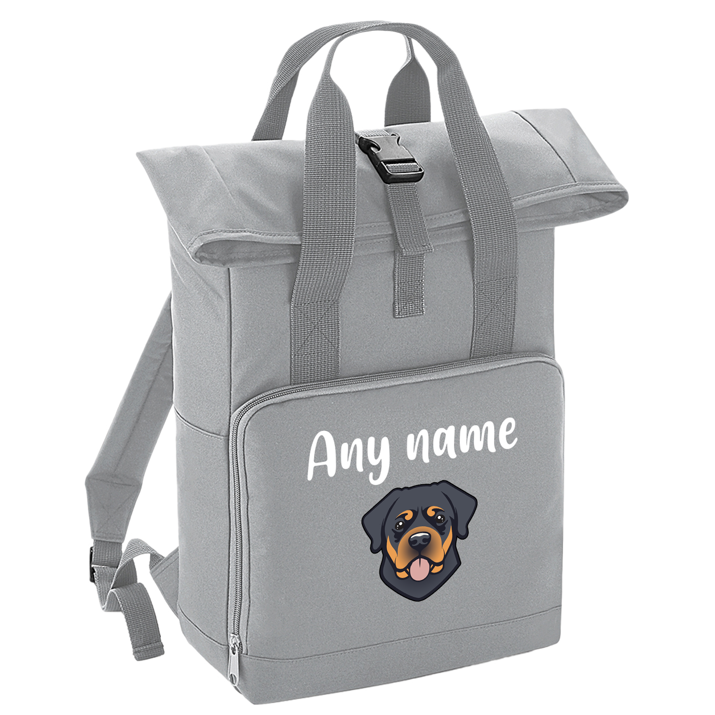 Overnighter Rucksack 14 Litres Grey Any Breed Backpack With Custom Personalised Dog Name