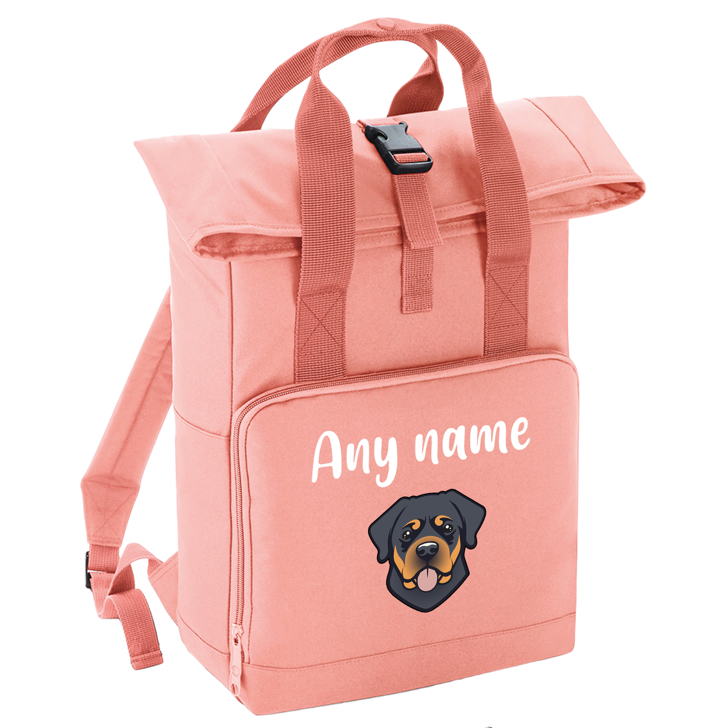 Overnighter Rucksack 14 Litres Peach Coral Any Breed Backpack With Custom Personalised Dog Name