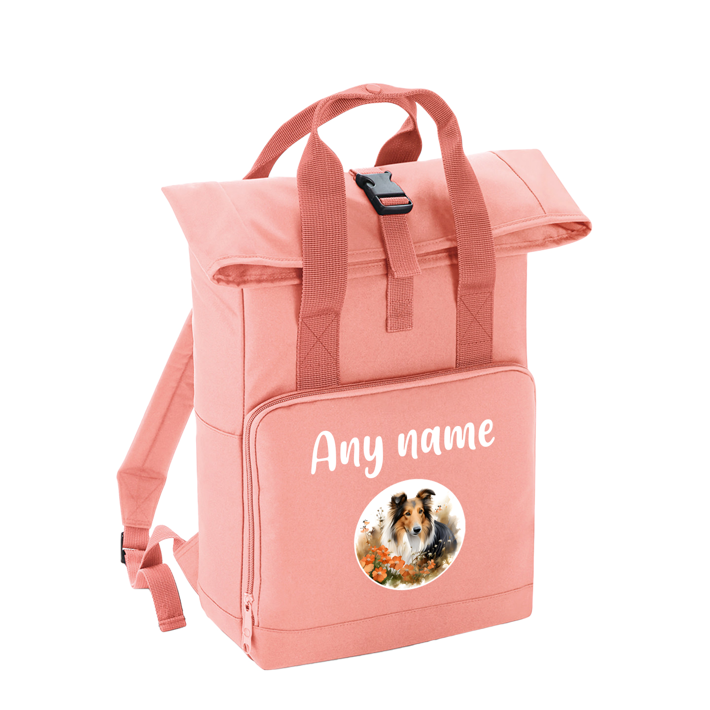 Overnighter Rucksack 14 Litres Peach Coral Wildflower Dog Breed Design