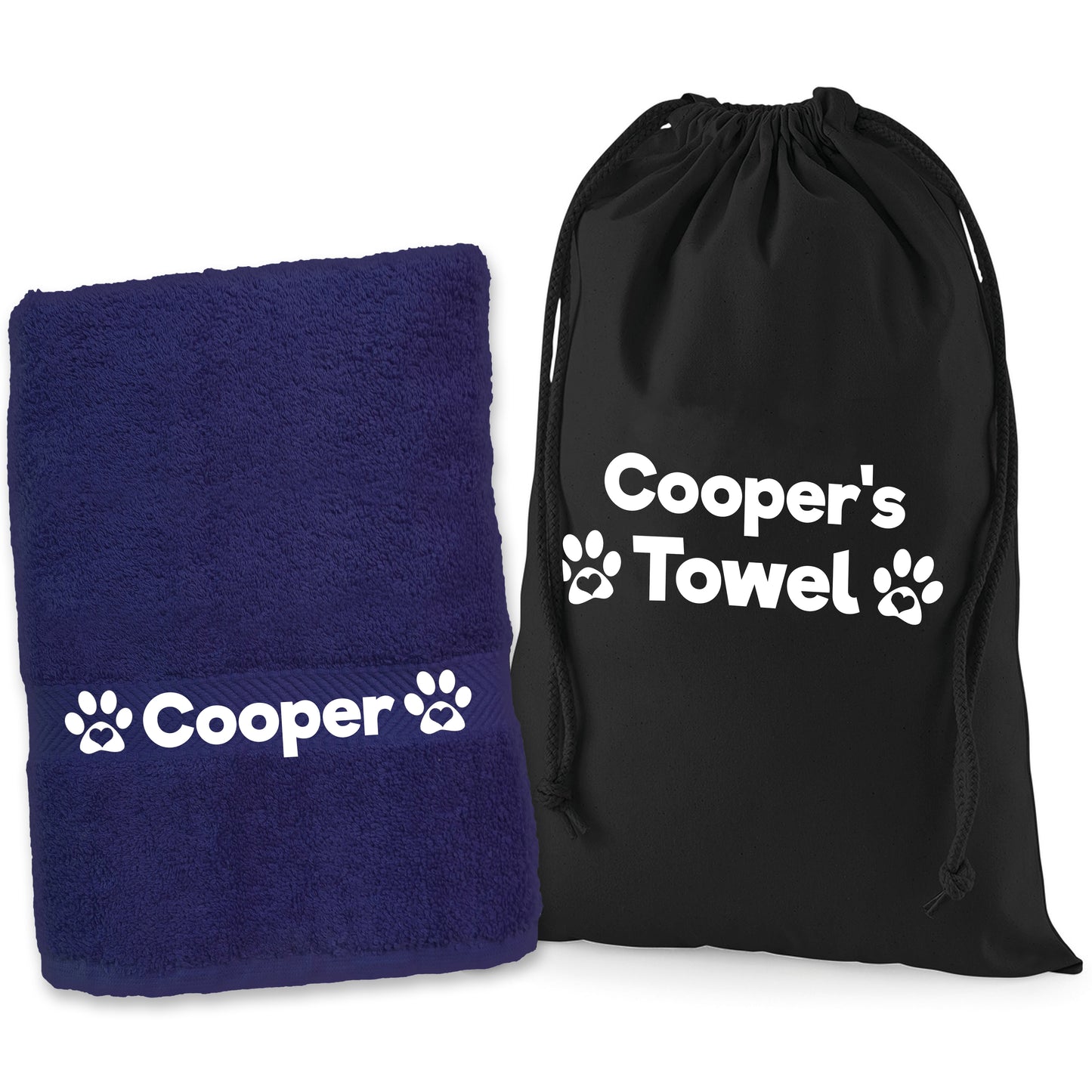 Royal Blue Pet Towel Personalised With Name or Wording