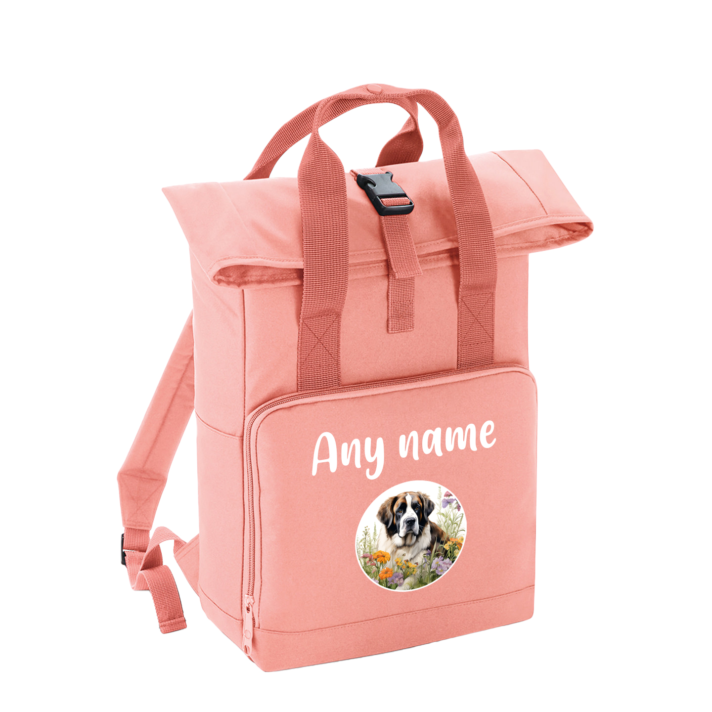 Overnighter Rucksack 14 Litres Peach Coral Wildflower Dog Breed Design