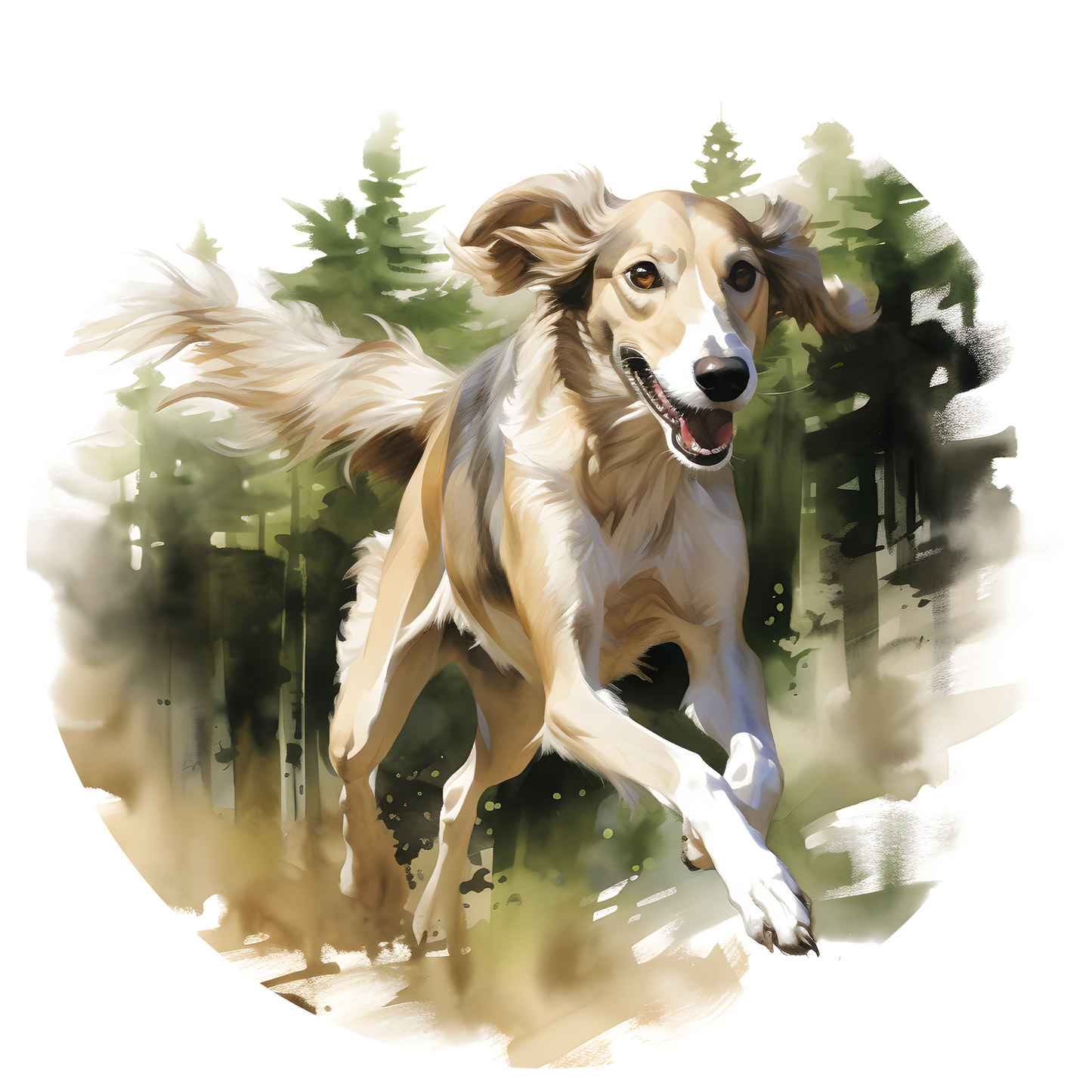 Black Any Breed Running Woodland Dog with Personalised Name Backpack