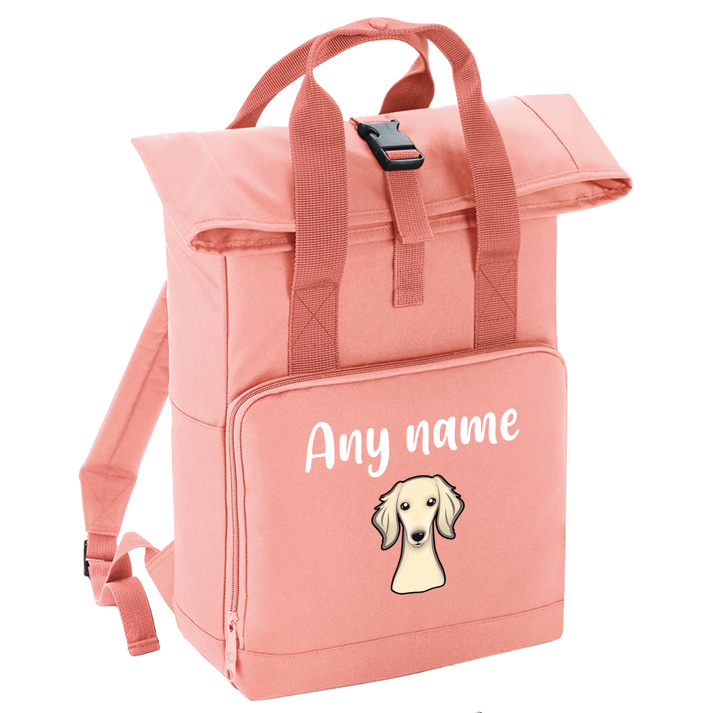 Overnighter Rucksack 14 Litres Peach Coral Any Breed Backpack With Custom Personalised Dog Name
