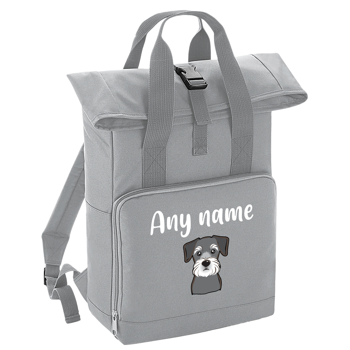 Overnighter Rucksack 14 Litres Grey Any Breed Backpack With Custom Personalised Dog Name