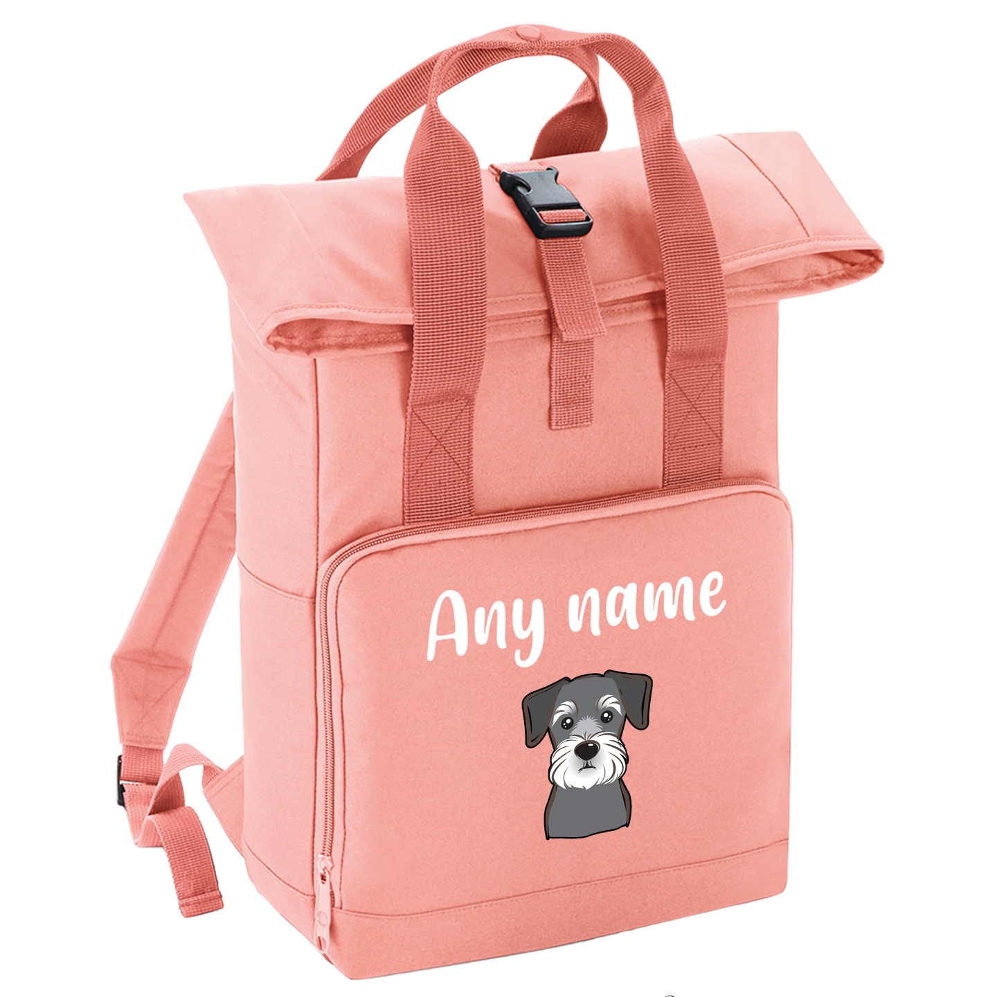 Overnighter Rucksack 14 Litres Peach Coral Any Breed Backpack With Custom Personalised Dog Name