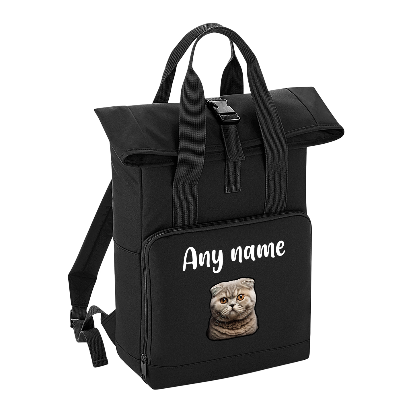 Black Cat Breed with Personalised Name Backpack