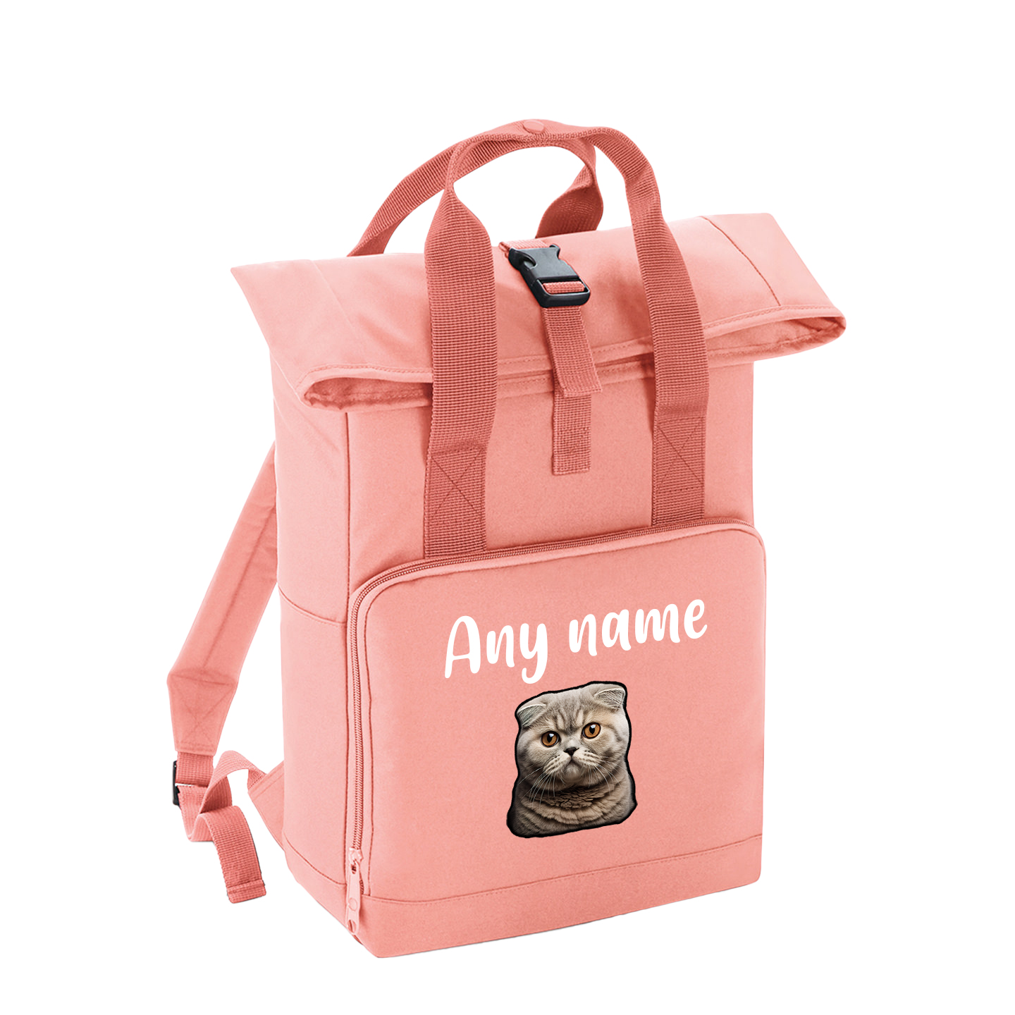 Pink Cat Breed with Personalised Name Backpack