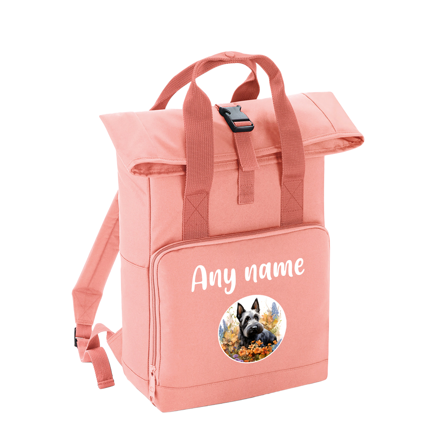 Overnighter Rucksack 14 Litres Peach Coral Wildflower Dog Breed Design