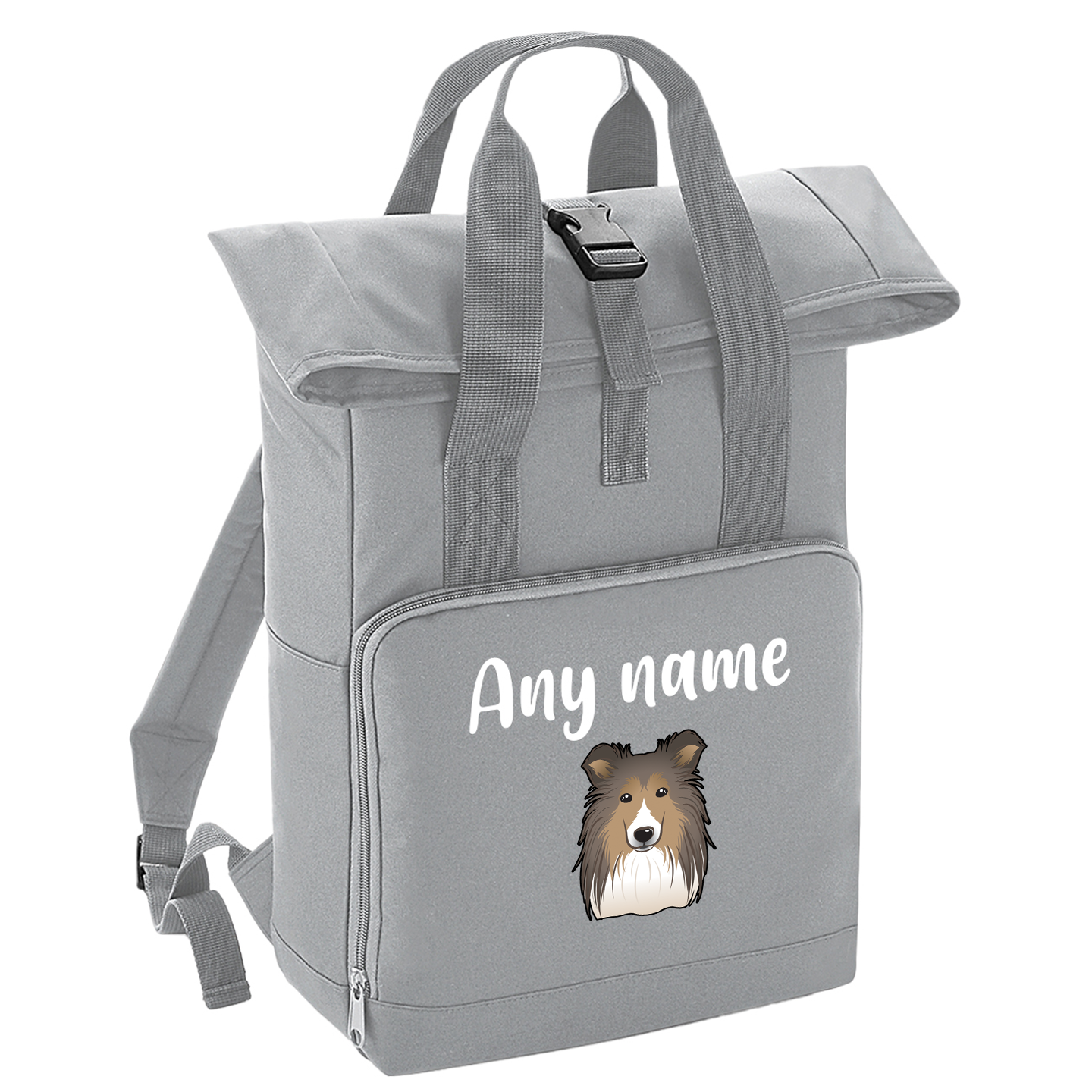 Overnighter Rucksack 14 Litres Grey Any Breed Backpack With Custom Personalised Dog Name