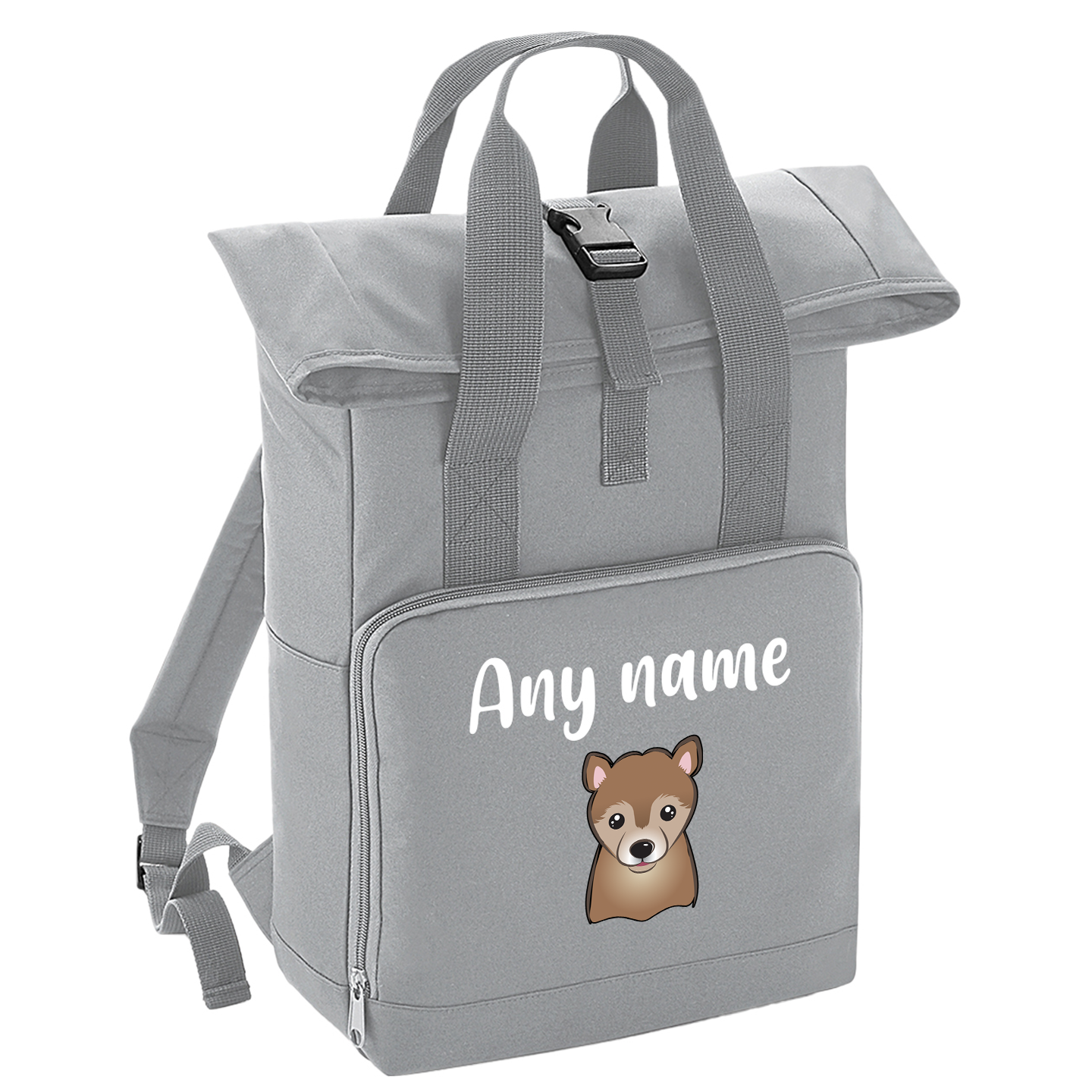 Overnighter Rucksack 14 Litres Grey Any Breed Backpack With Custom Personalised Dog Name