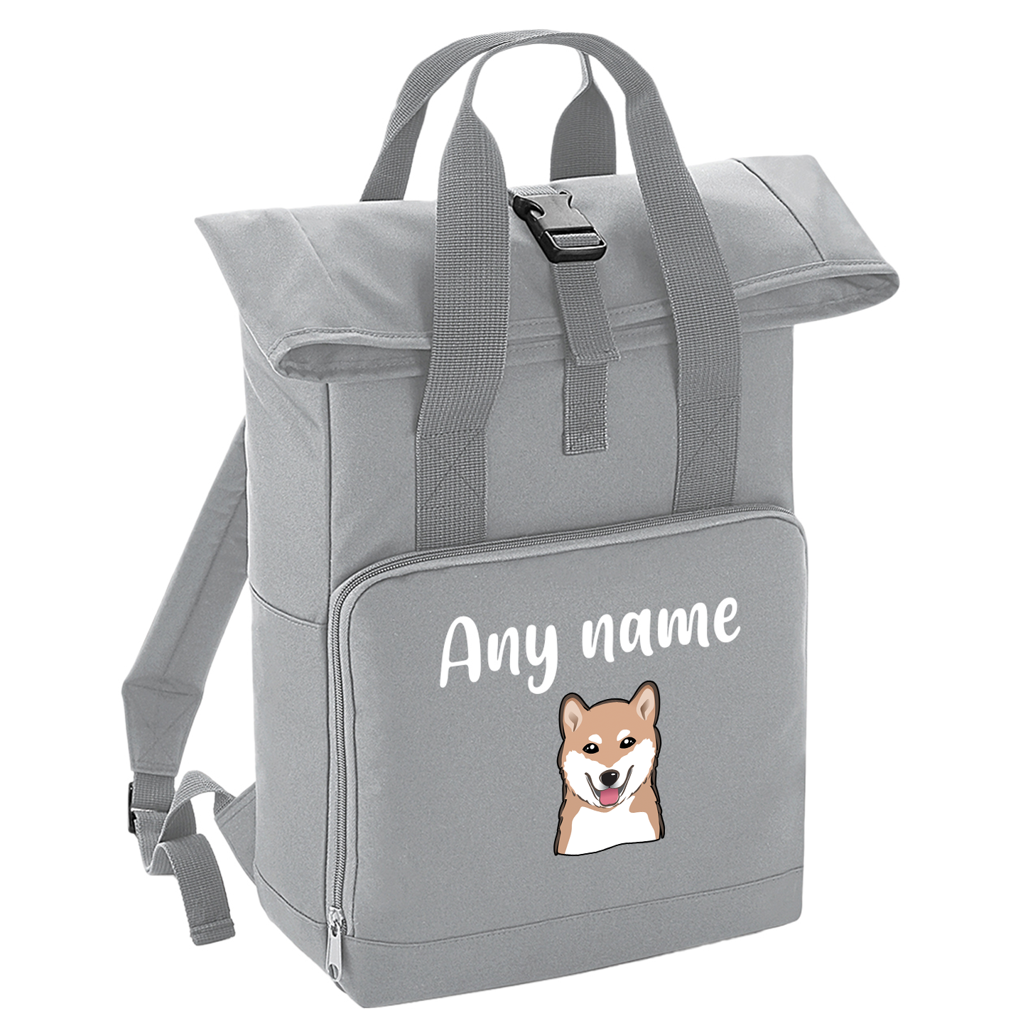 Overnighter Rucksack 14 Litres Grey Any Breed Backpack With Custom Personalised Dog Name