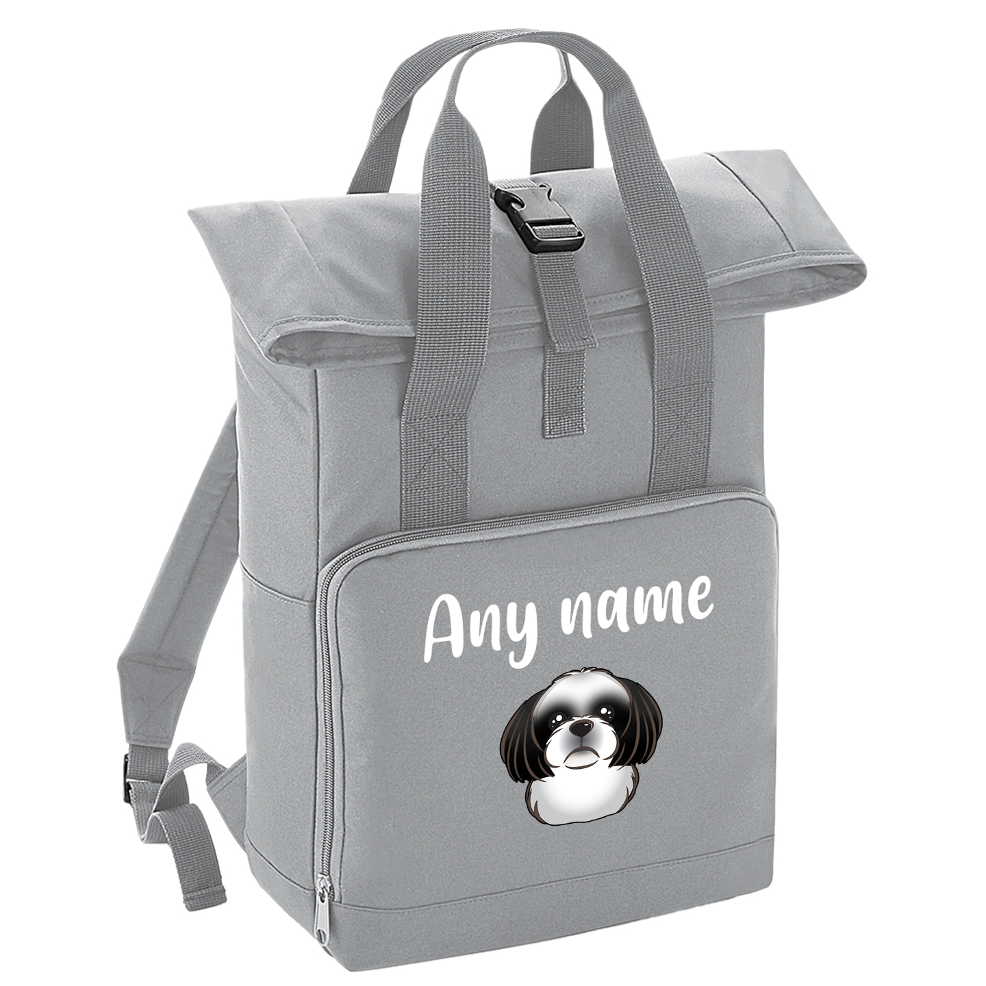 Overnighter Rucksack 14 Litres Grey Any Breed Backpack With Custom Personalised Dog Name