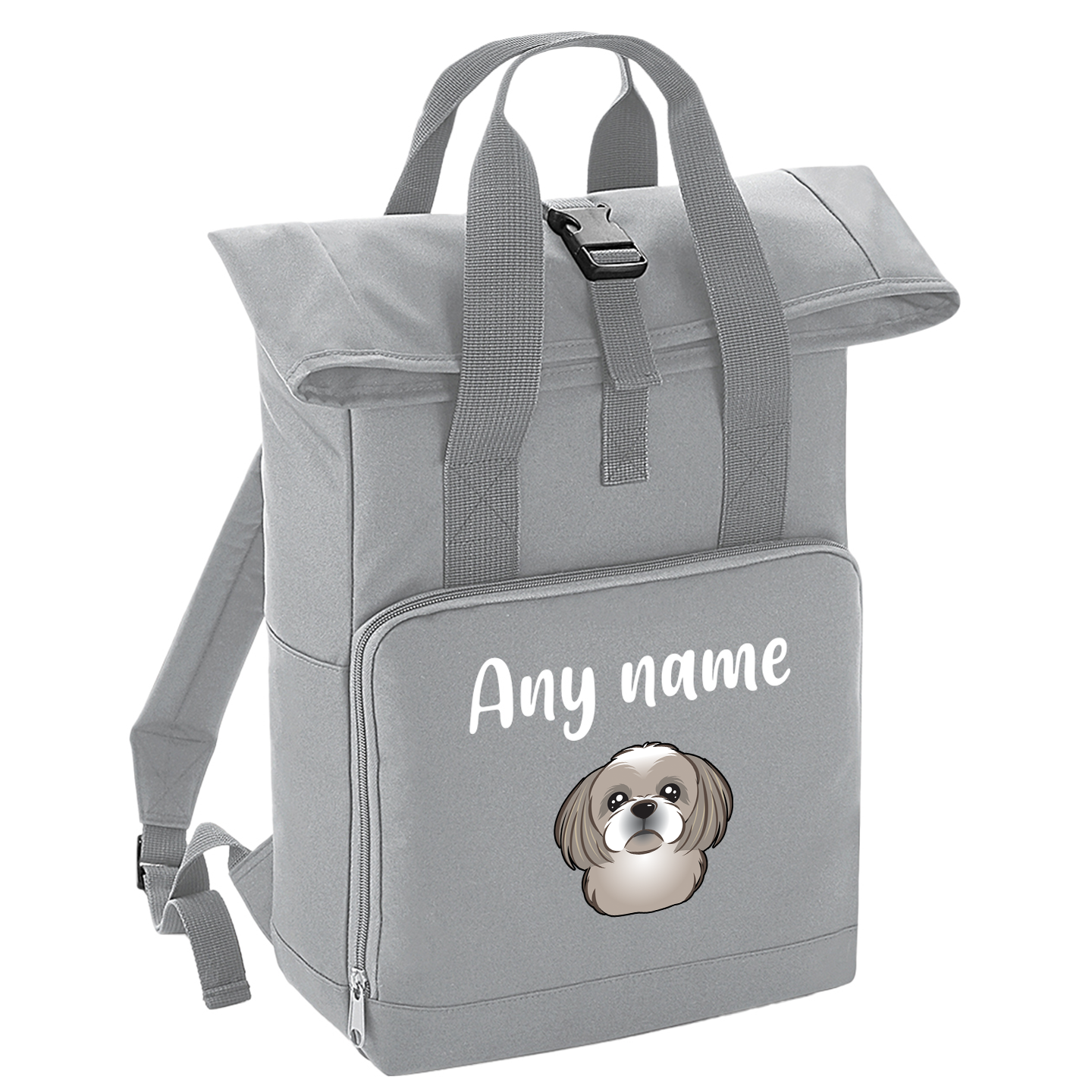 Overnighter Rucksack 14 Litres Grey Any Breed Backpack With Custom Personalised Dog Name