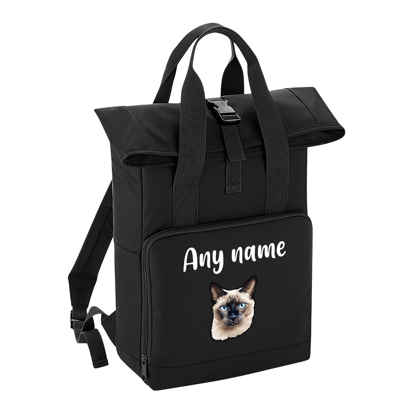 Black Cat Breed with Personalised Name Backpack