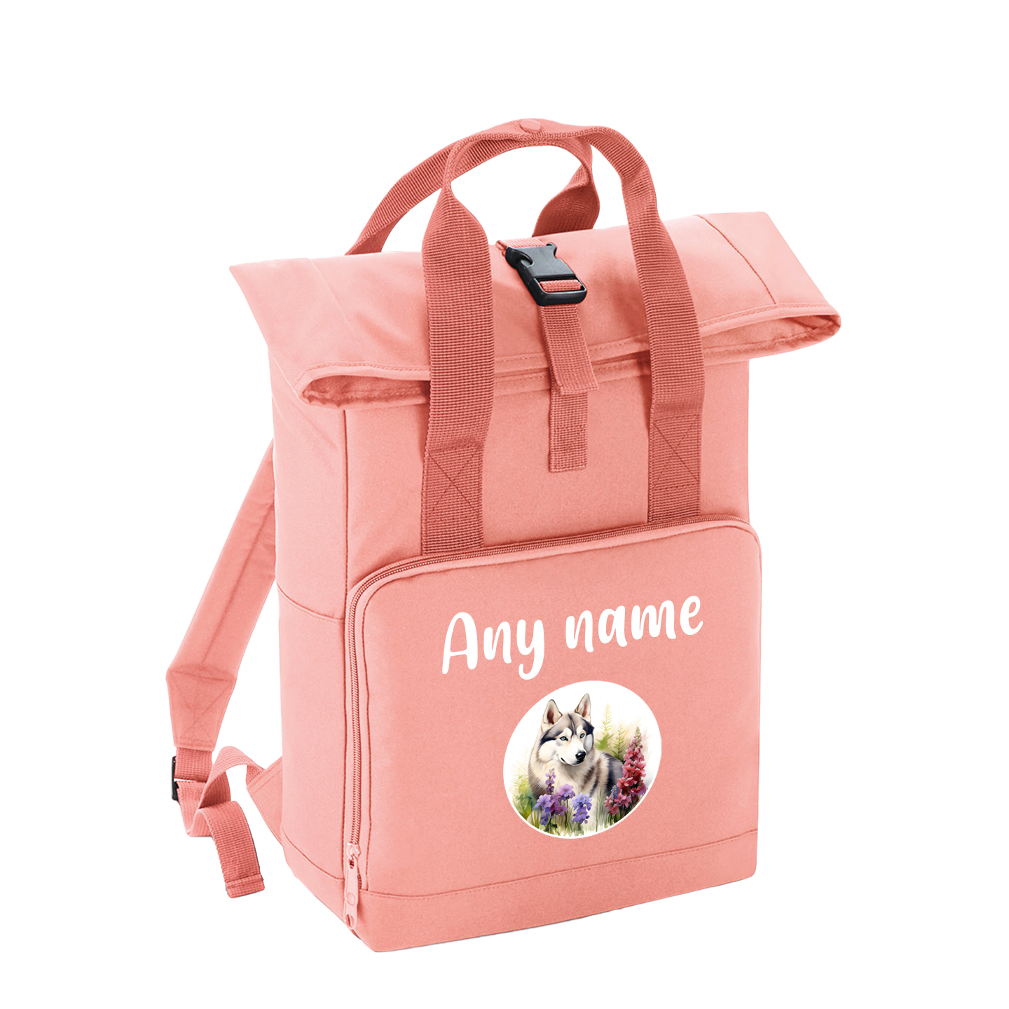 Overnighter Rucksack 14 Litres Peach Coral Wildflower Dog Breed Design