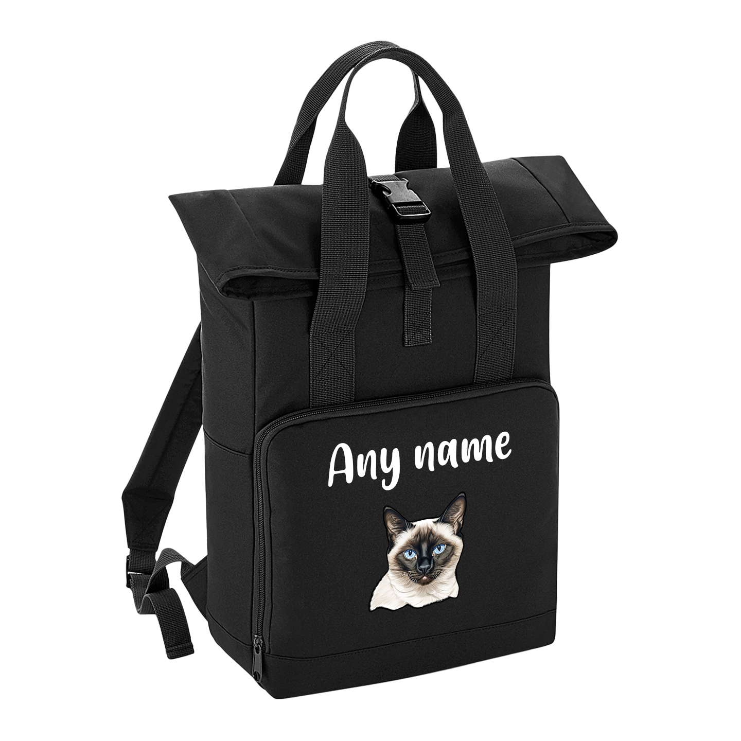 Black Cat Breed with Personalised Name Backpack