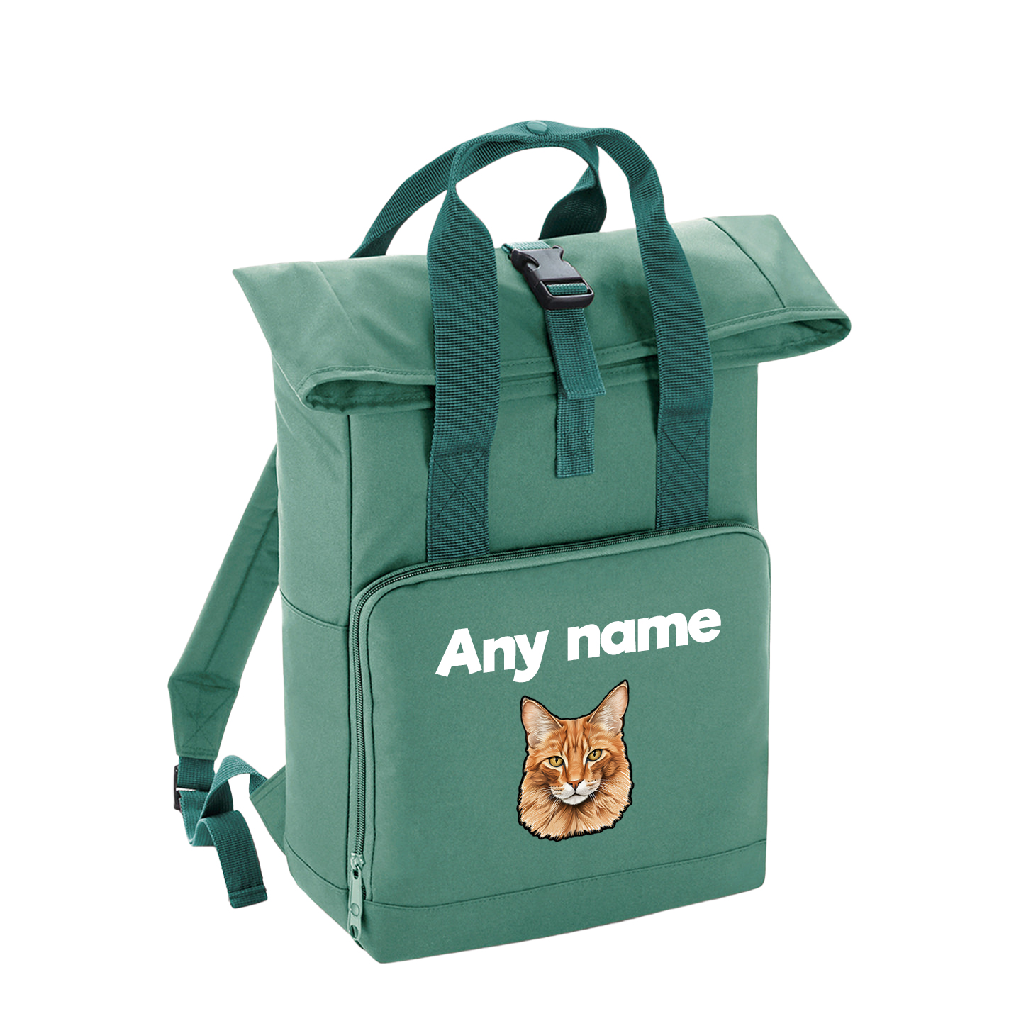 Sage Green Cat Breed with Personalised Name Backpack