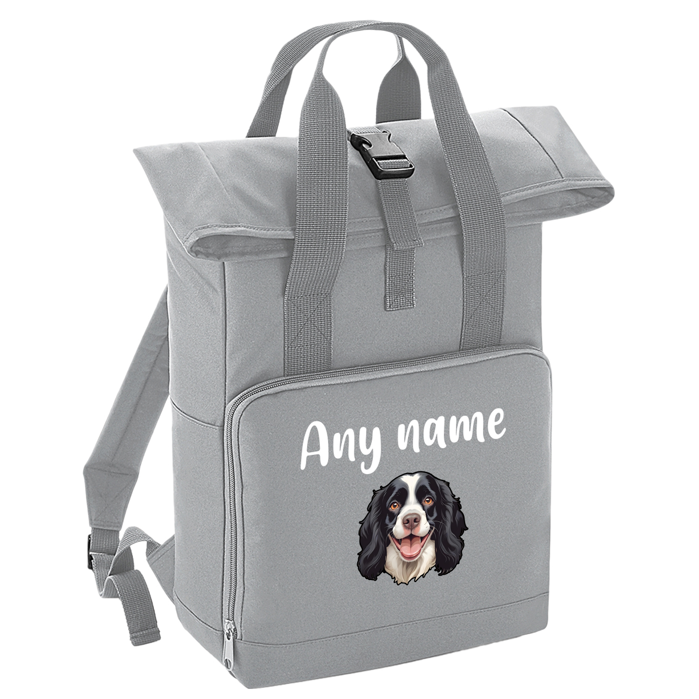 Overnighter Rucksack 14 Litres Grey Any Breed Backpack With Custom Personalised Dog Name
