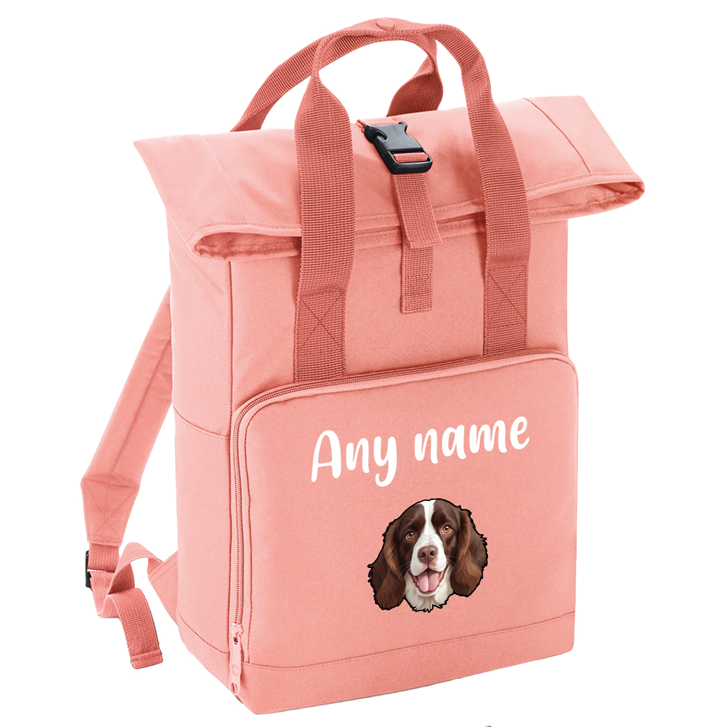 Overnighter Rucksack 14 Litres Peach Coral Any Breed Backpack With Custom Personalised Dog Name