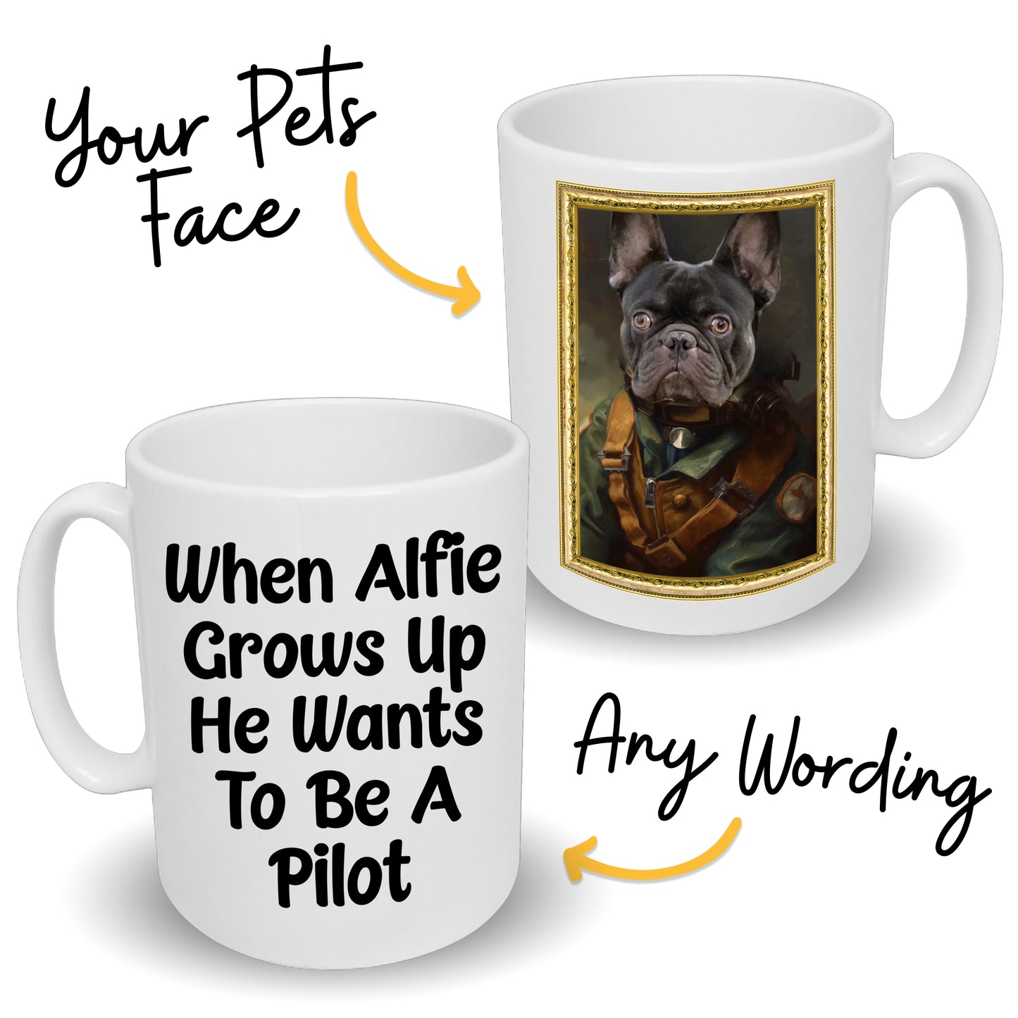 Pilot Personalised Pet Portrait Mug - Add Your Own Photo