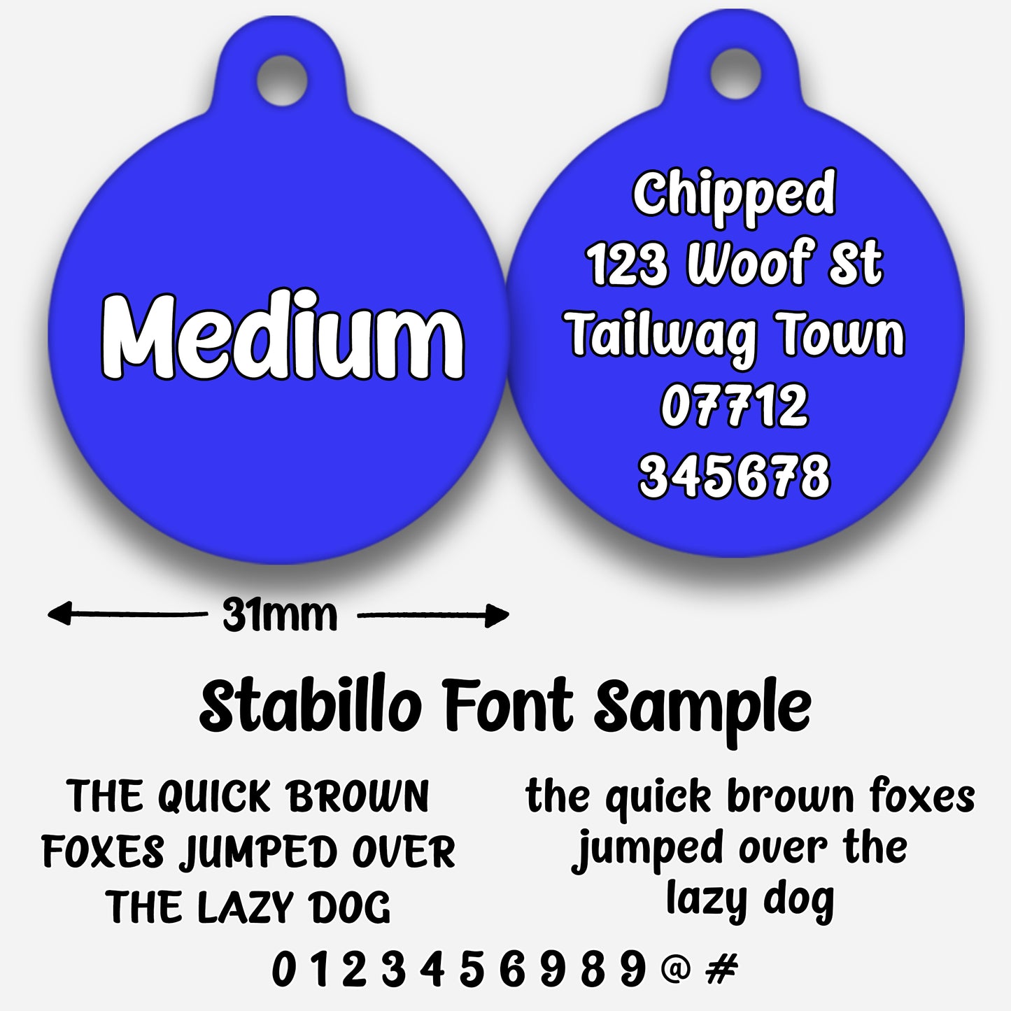 Electric Blue Plain Colour - Pet ID Tag
