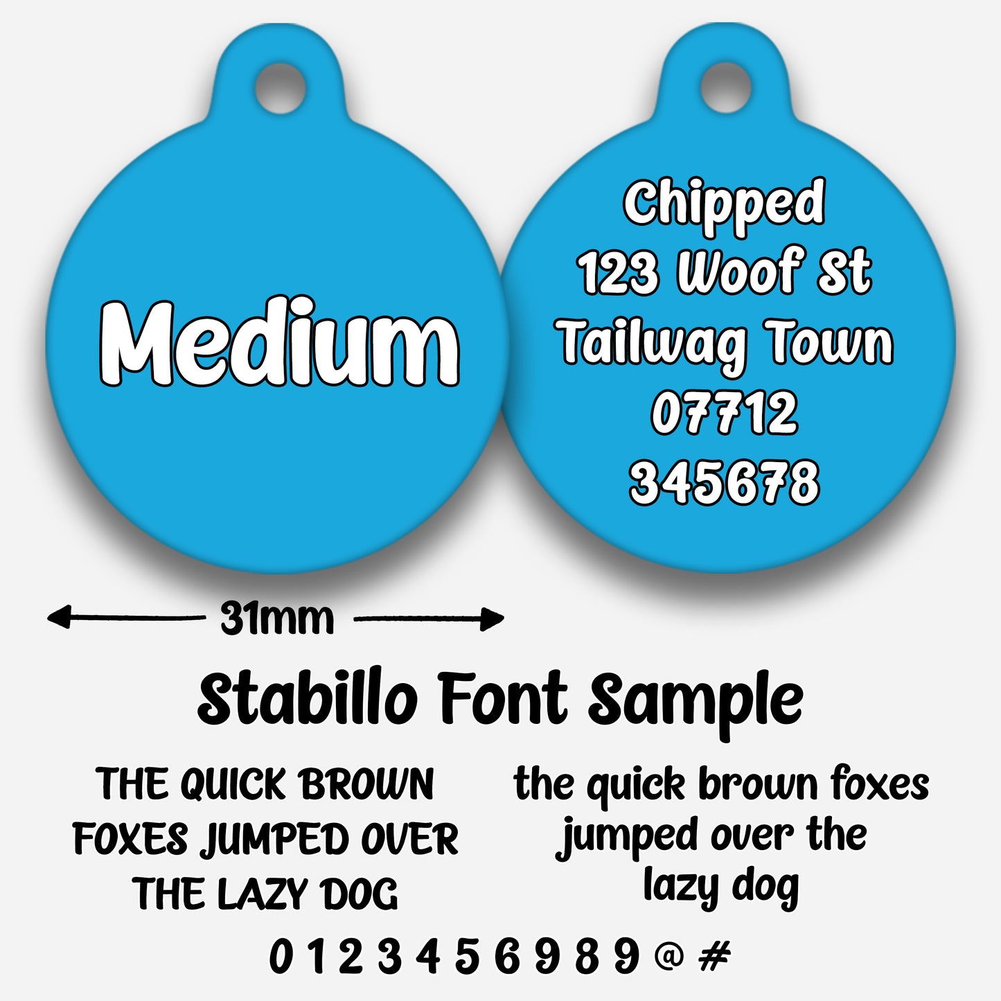 Blue Plain Colour - Pet ID Tag