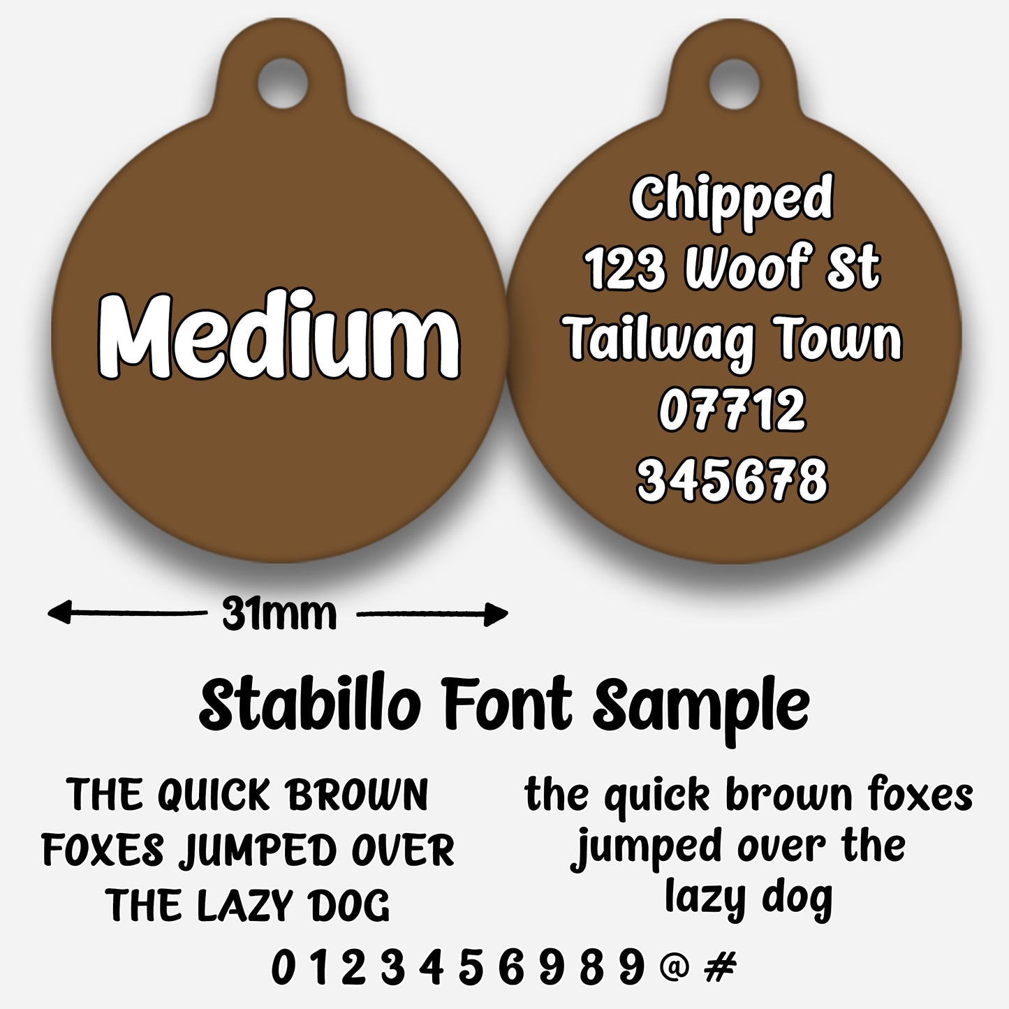 Chocolate Plain Colour - Pet ID Tag