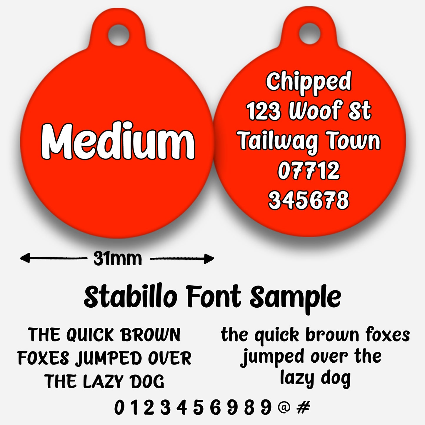 Red Plain Colour - Pet ID Tag
