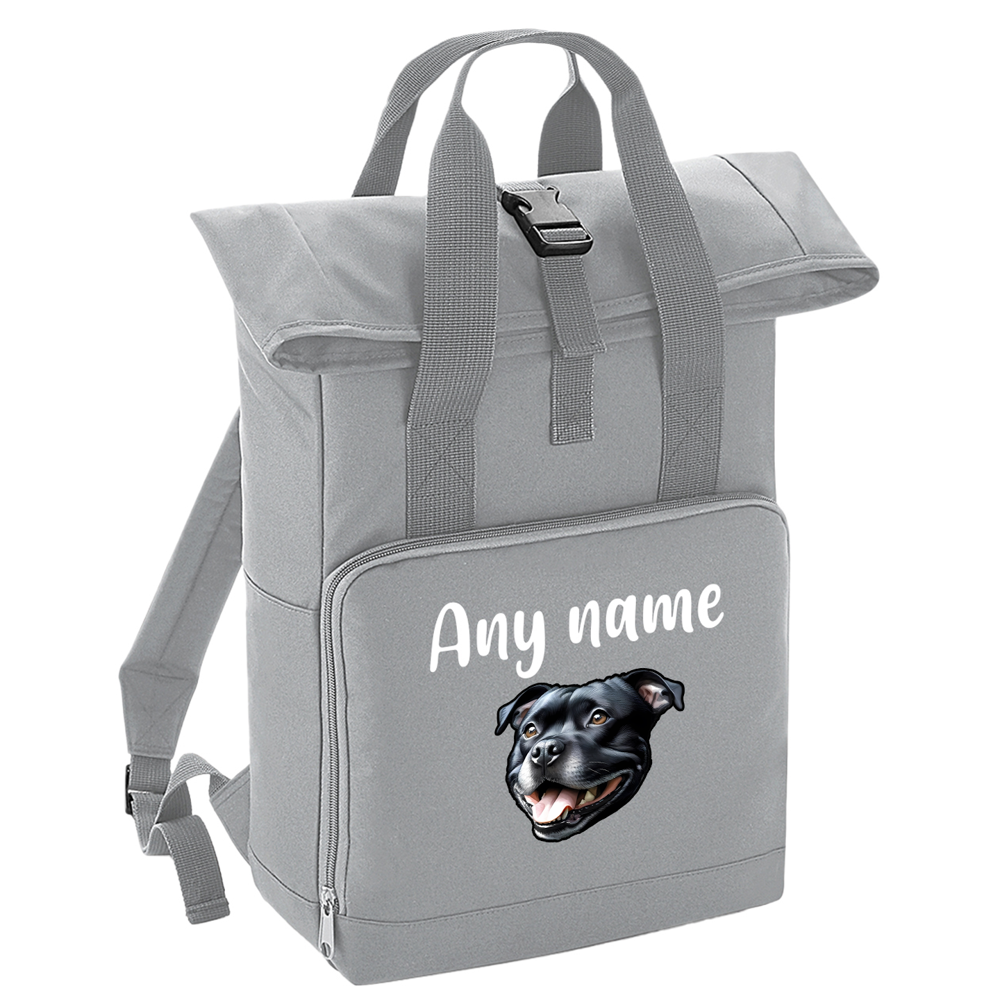Overnighter Rucksack 14 Litres Grey Any Breed Backpack With Custom Personalised Dog Name