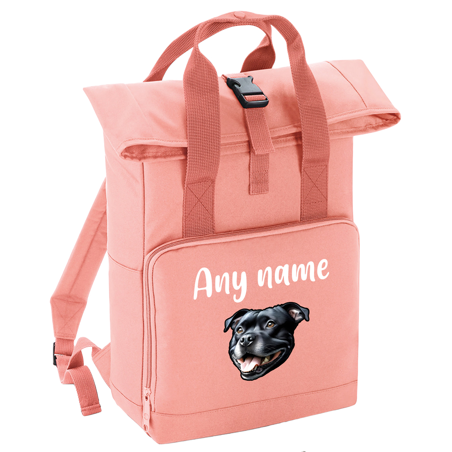 Overnighter Rucksack 14 Litres Peach Coral Any Breed Backpack With Custom Personalised Dog Name