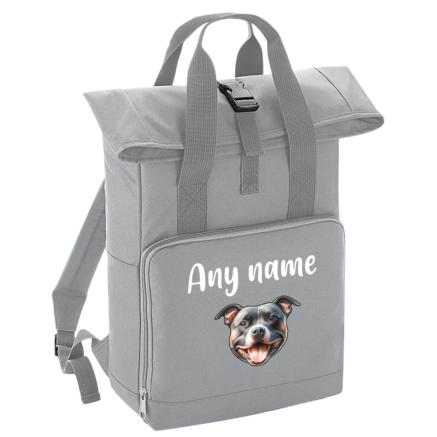 Overnighter Rucksack 14 Litres Grey Any Breed Backpack With Custom Personalised Dog Name