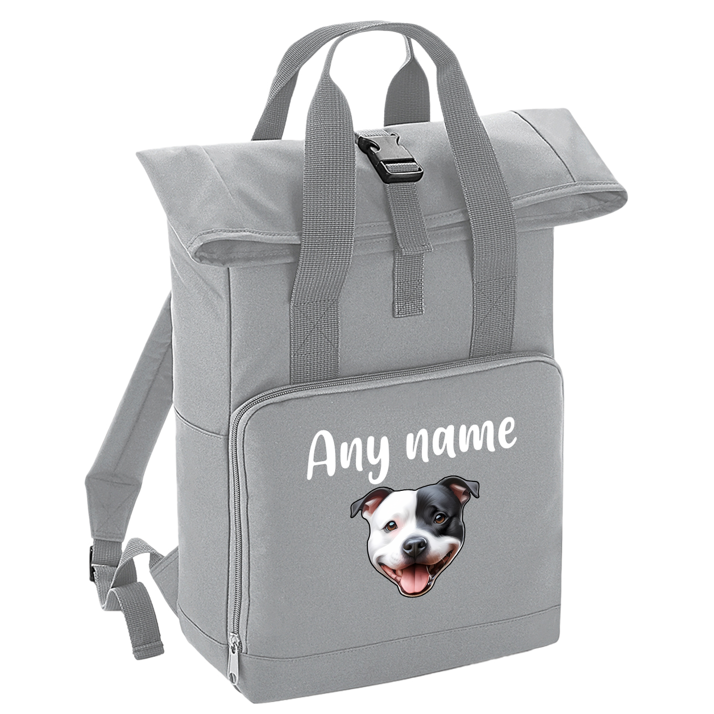 Overnighter Rucksack 14 Litres Grey Any Breed Backpack With Custom Personalised Dog Name