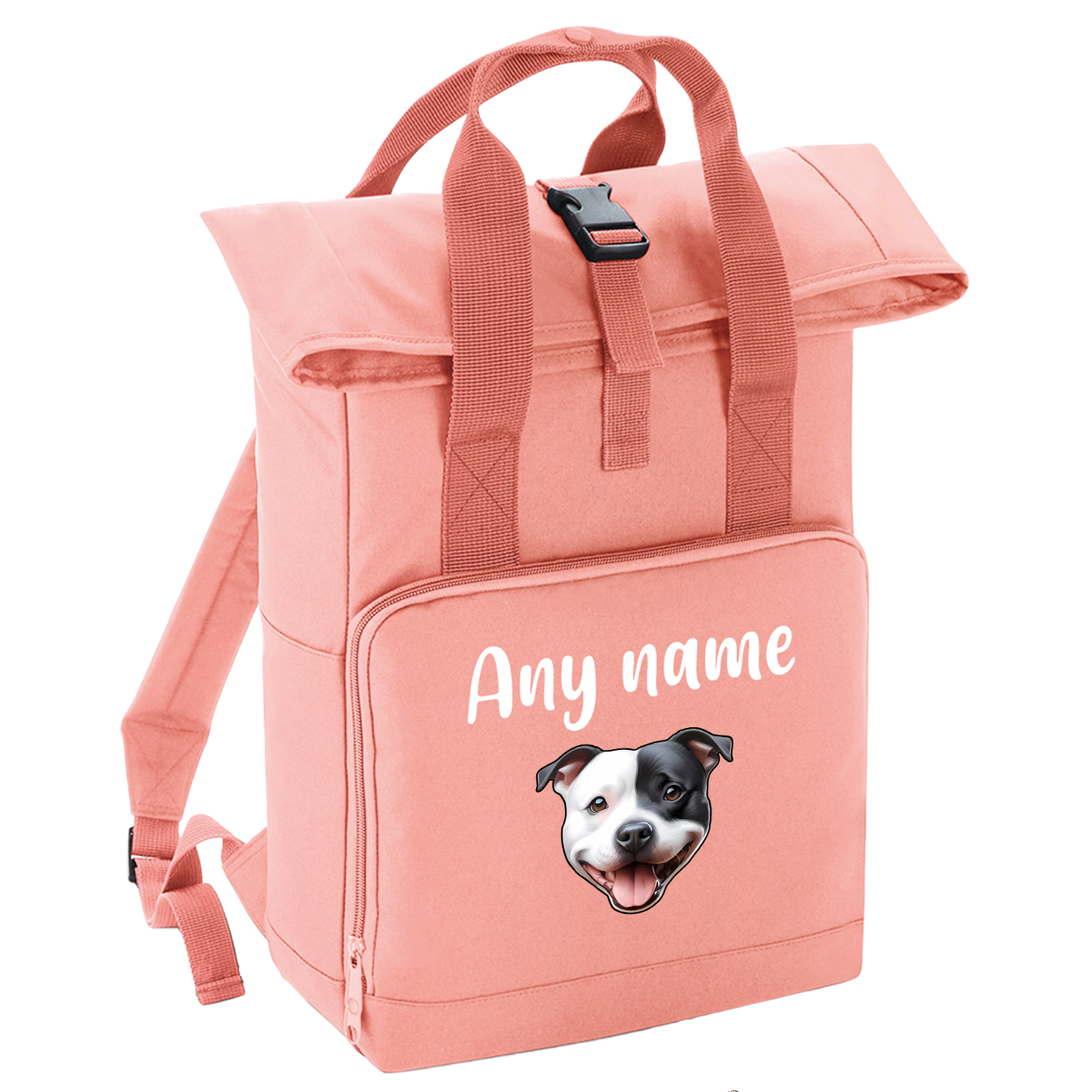 Overnighter Rucksack 14 Litres Peach Coral Any Breed Backpack With Custom Personalised Dog Name