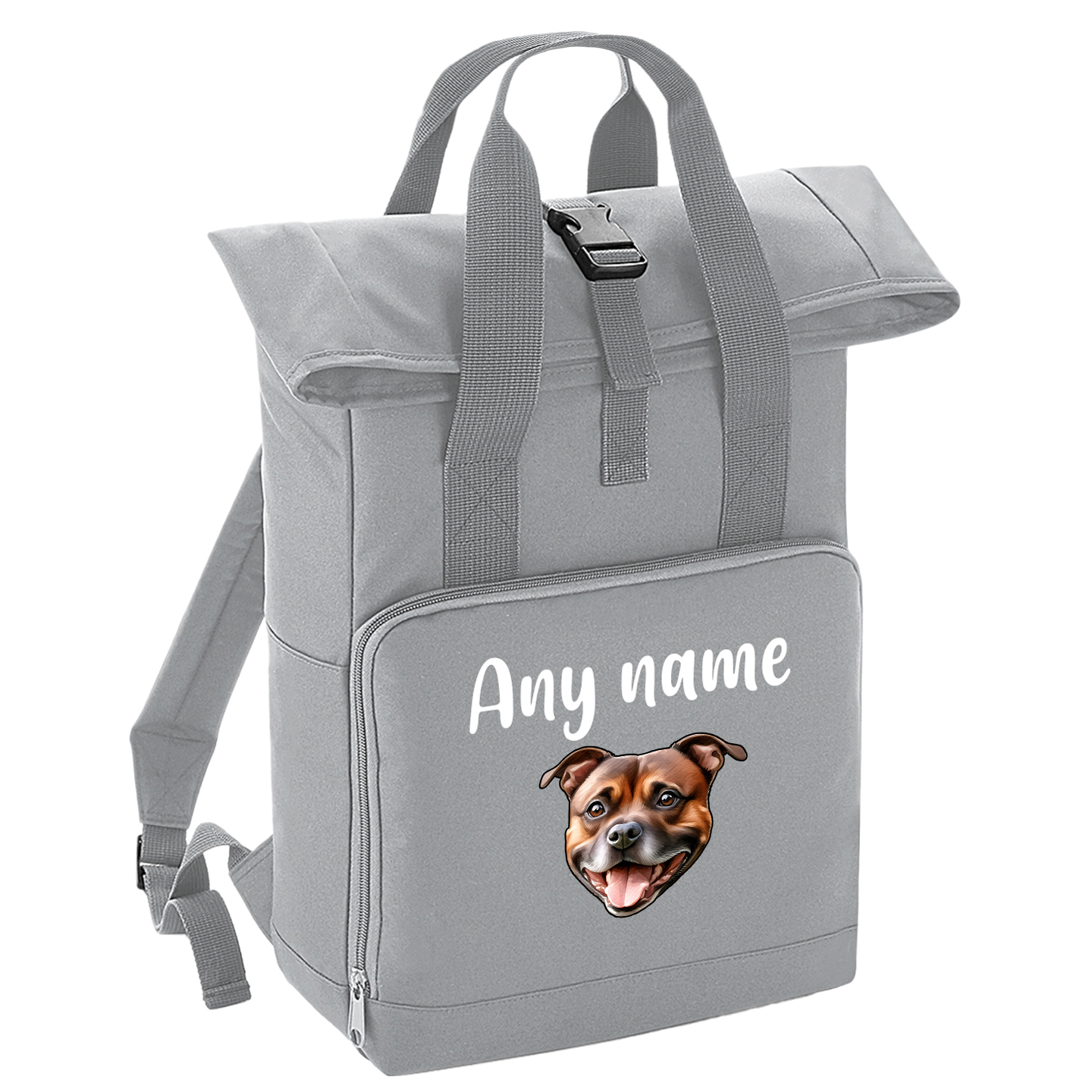 Overnighter Rucksack 14 Litres Grey Any Breed Backpack With Custom Personalised Dog Name