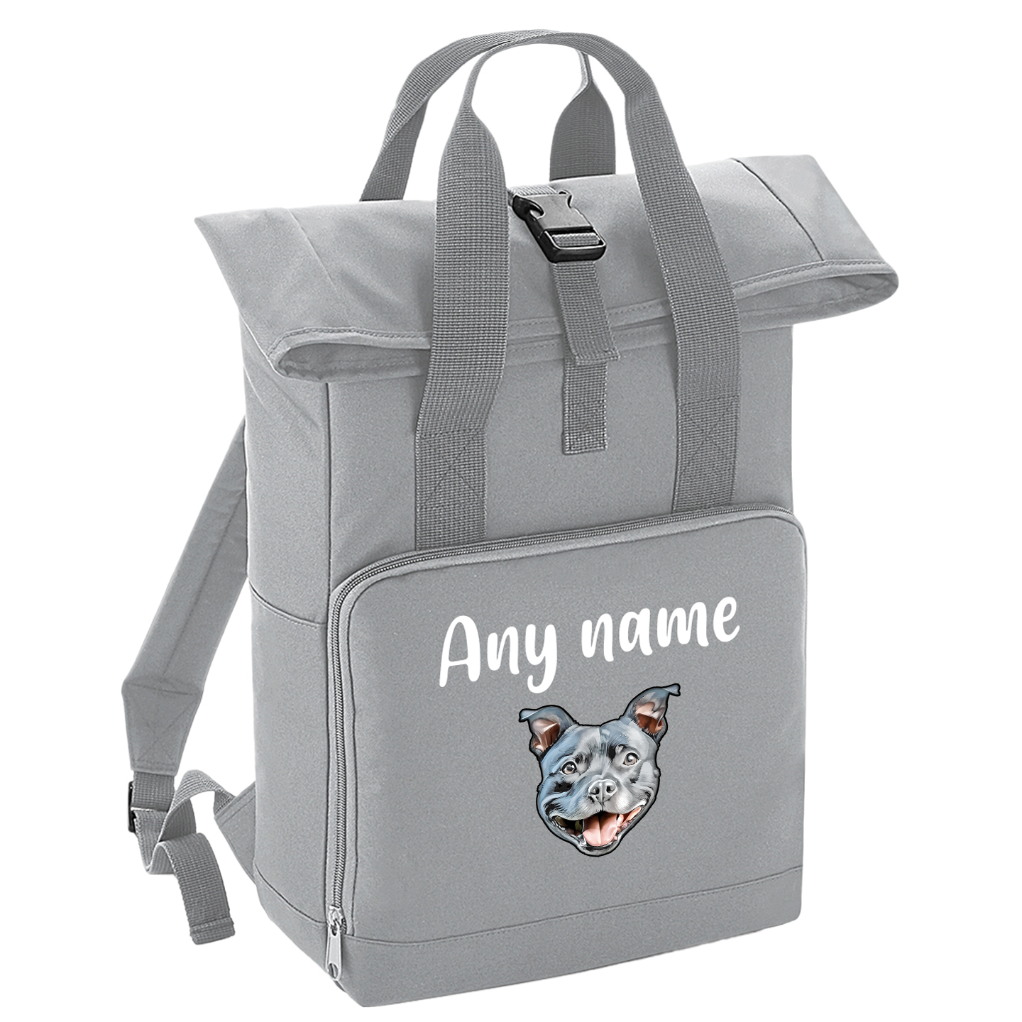 Overnighter Rucksack 14 Litres Grey Any Breed Backpack With Custom Personalised Dog Name