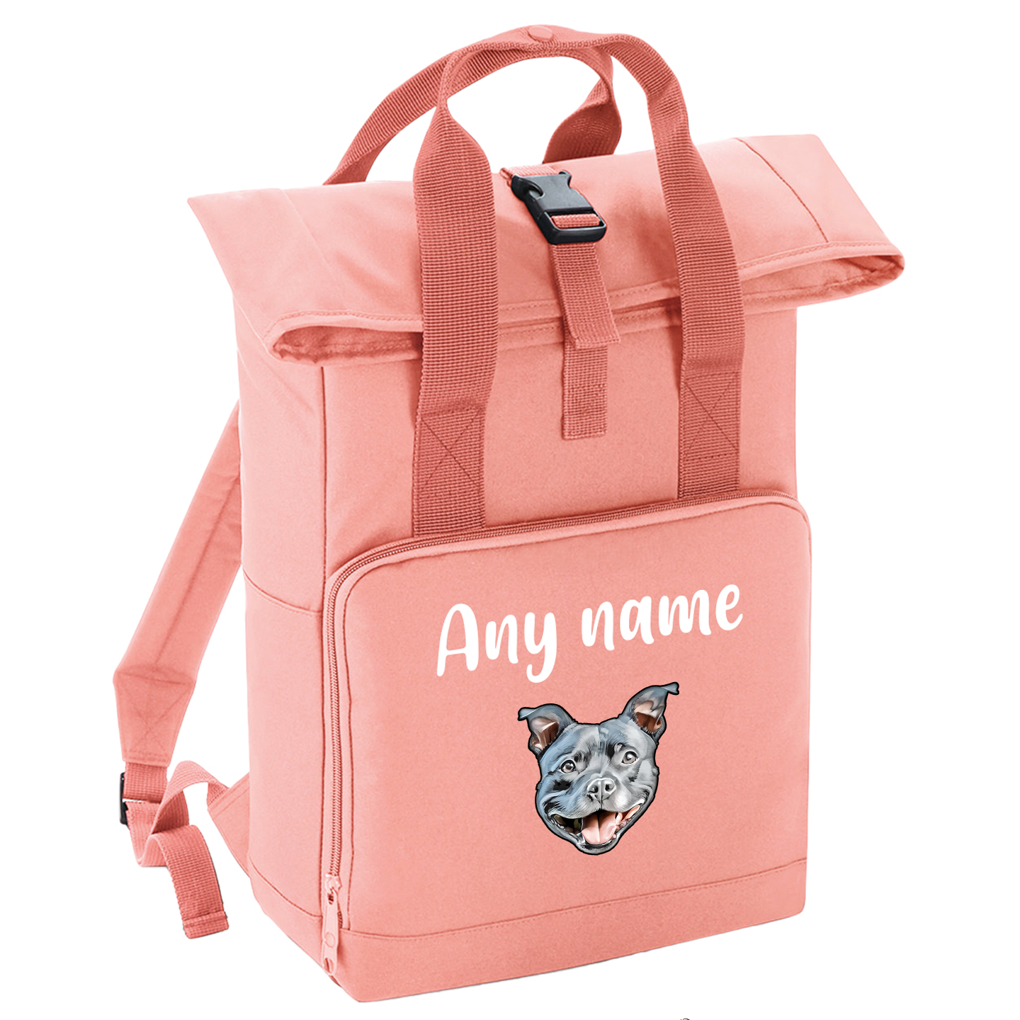 Overnighter Rucksack 14 Litres Peach Coral Any Breed Backpack With Custom Personalised Dog Name