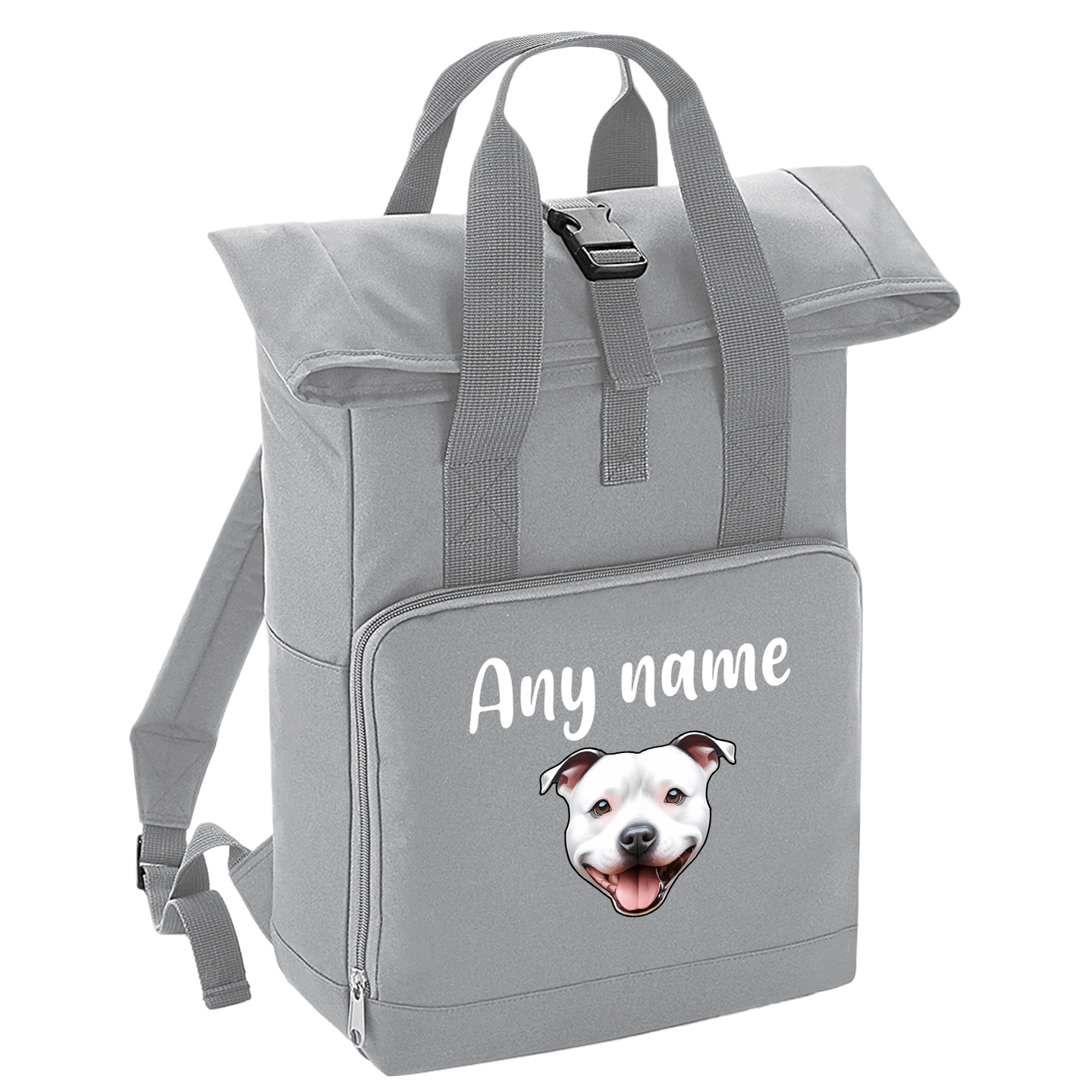 Overnighter Rucksack 14 Litres Grey Any Breed Backpack With Custom Personalised Dog Name