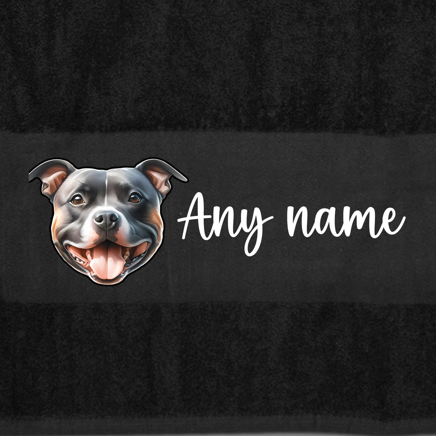 BLACK Any Pet Name And A Choice Of Dog Breed - Bath Towel