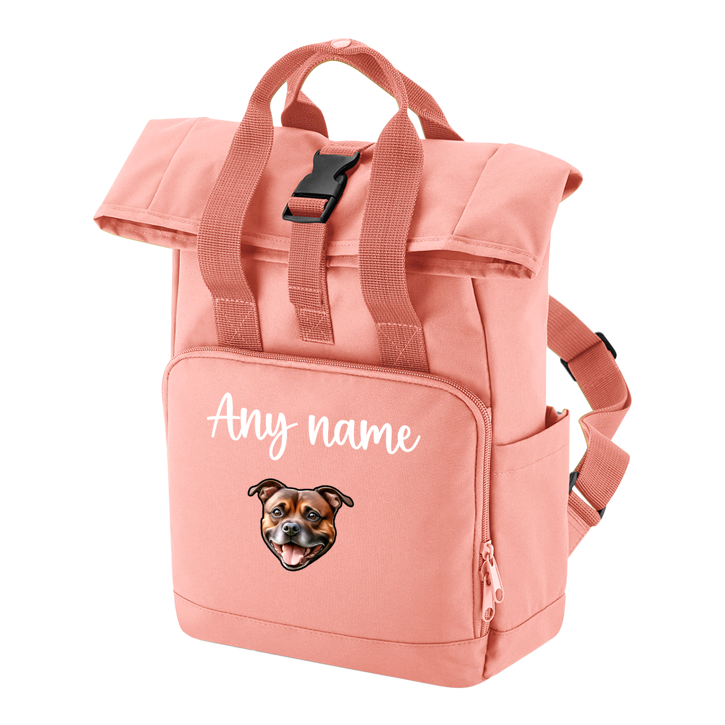 Travel Rucksack 9 Litres Peach Coral Any Breed Backpack With Custom Personalised Dog Name