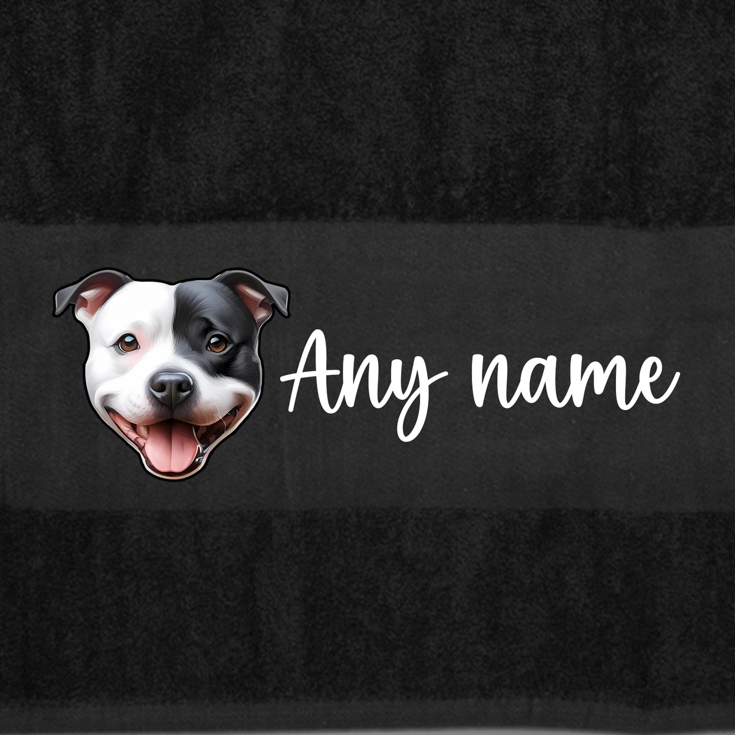 BLACK Any Pet Name And A Choice Of Dog Breed - Bath Towel